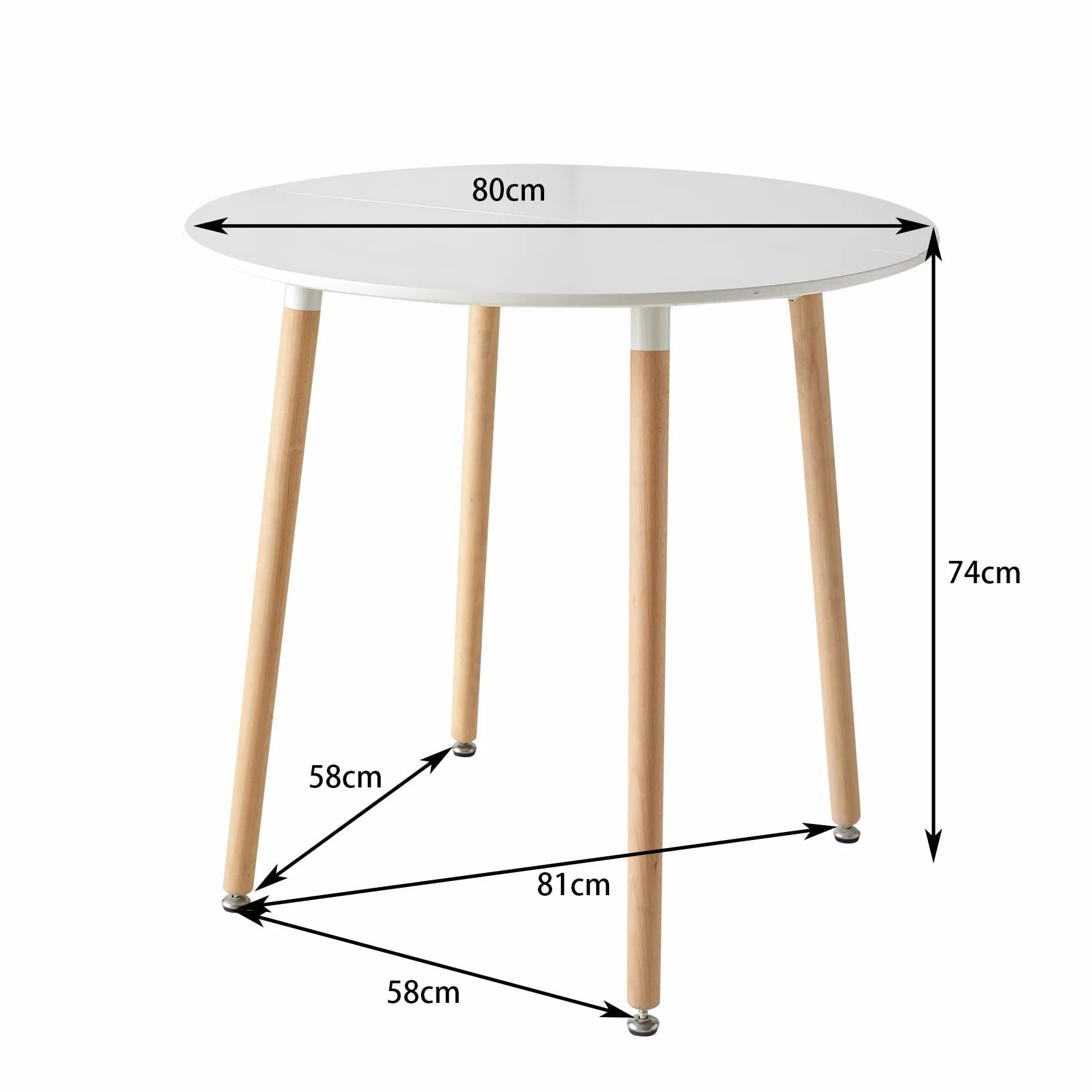 Conjunto Mesa y Sillas de Comedor Redonda para 4 Personas (Blanco)