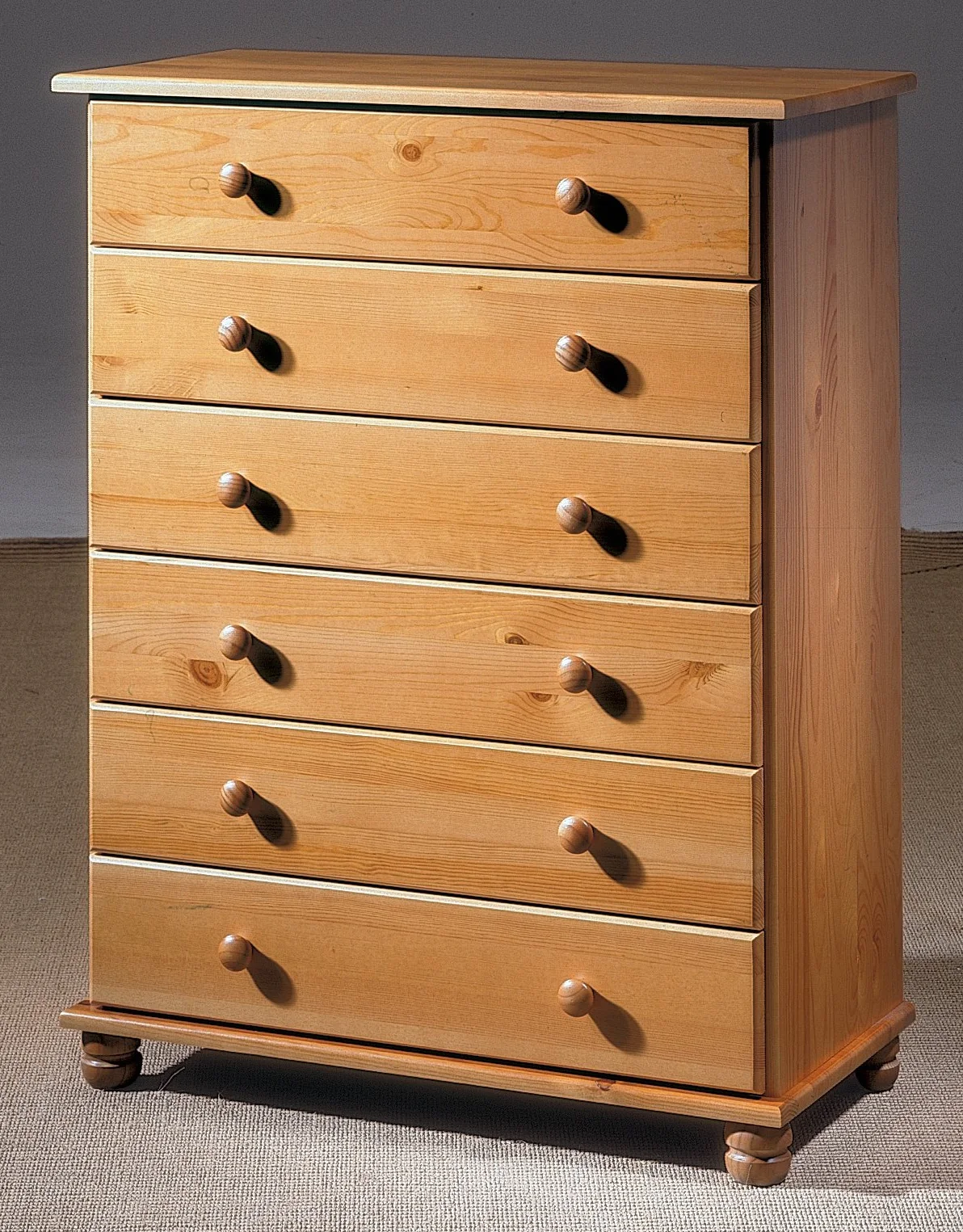 Dogar Altea Comoda 6 cajones, Pino, Miel, 100x78x39 cm