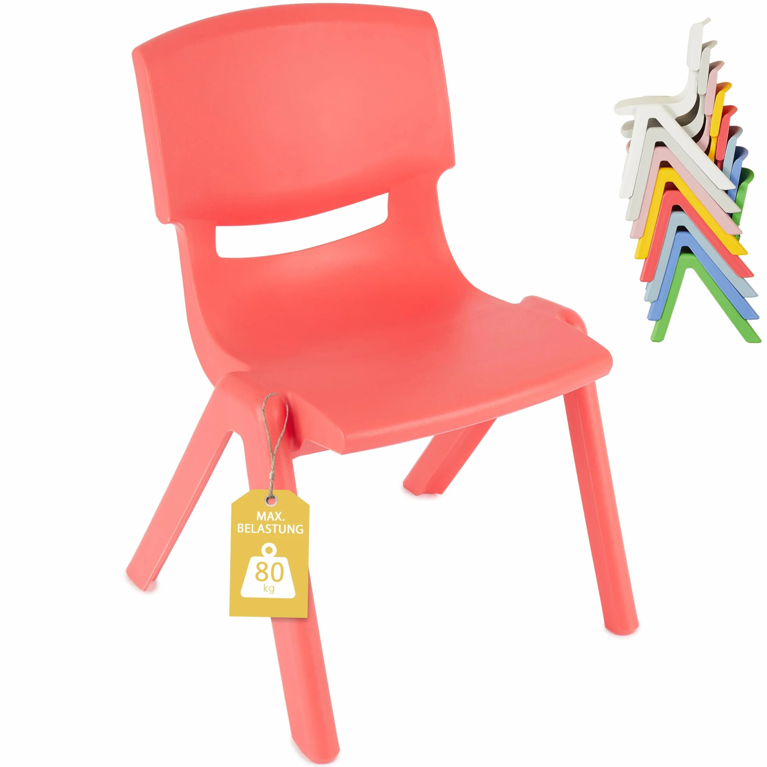 Bieco Silla para niños hasta 80 kg cargable | apilable y antivuelco | para Interior y Exterior | Silla niños Infantil Silla Escritorio Juvenil sillas de plastico Silla niño Silla plastico Infantil