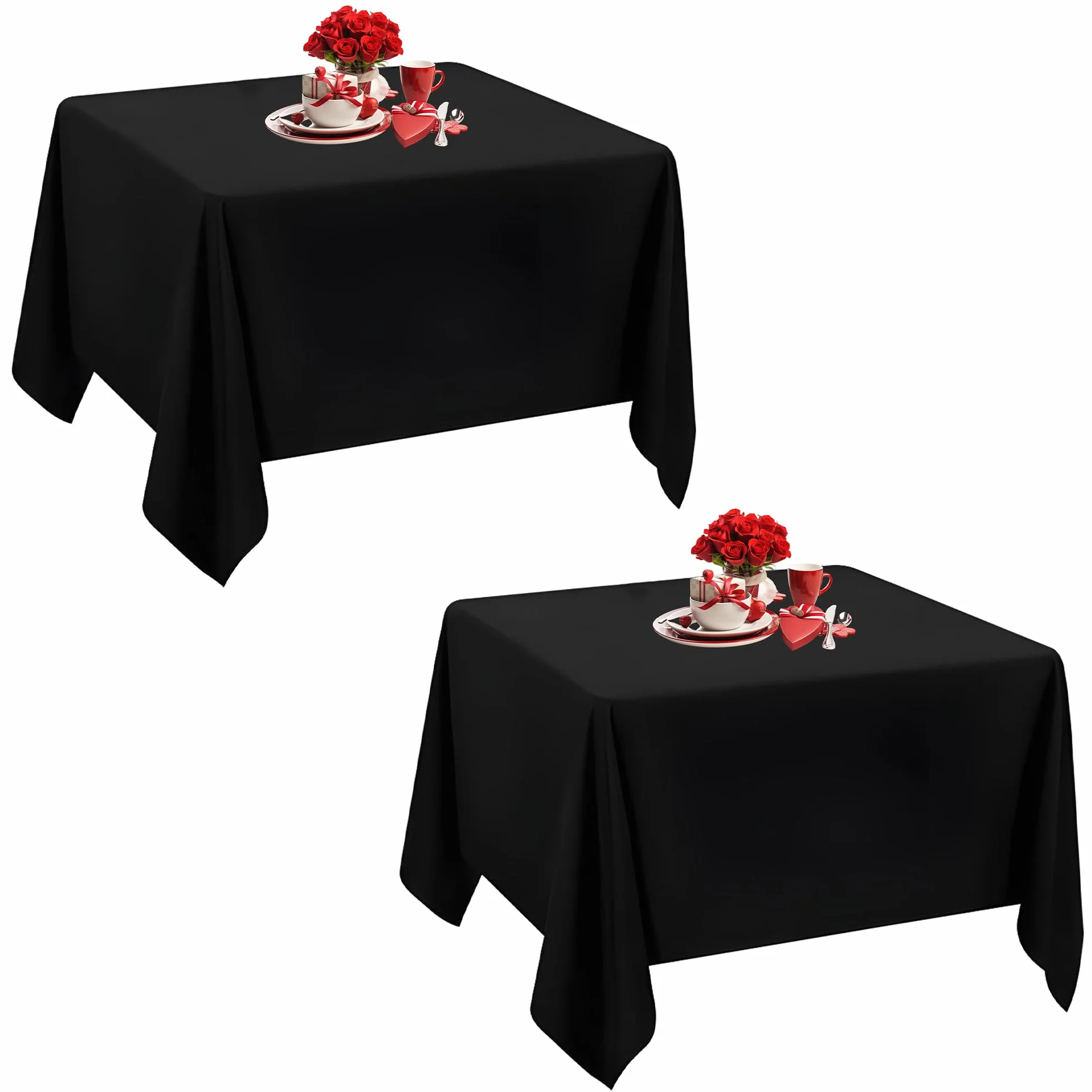Event Decor Shop Mantel cuadrado negro de 70 x 70 pulgadas, mantel de poliéster lavable para bodas, comedores, restaurantes y fiestas, tela resistente a las arrugas, diseño sin costuras, paquete de 5