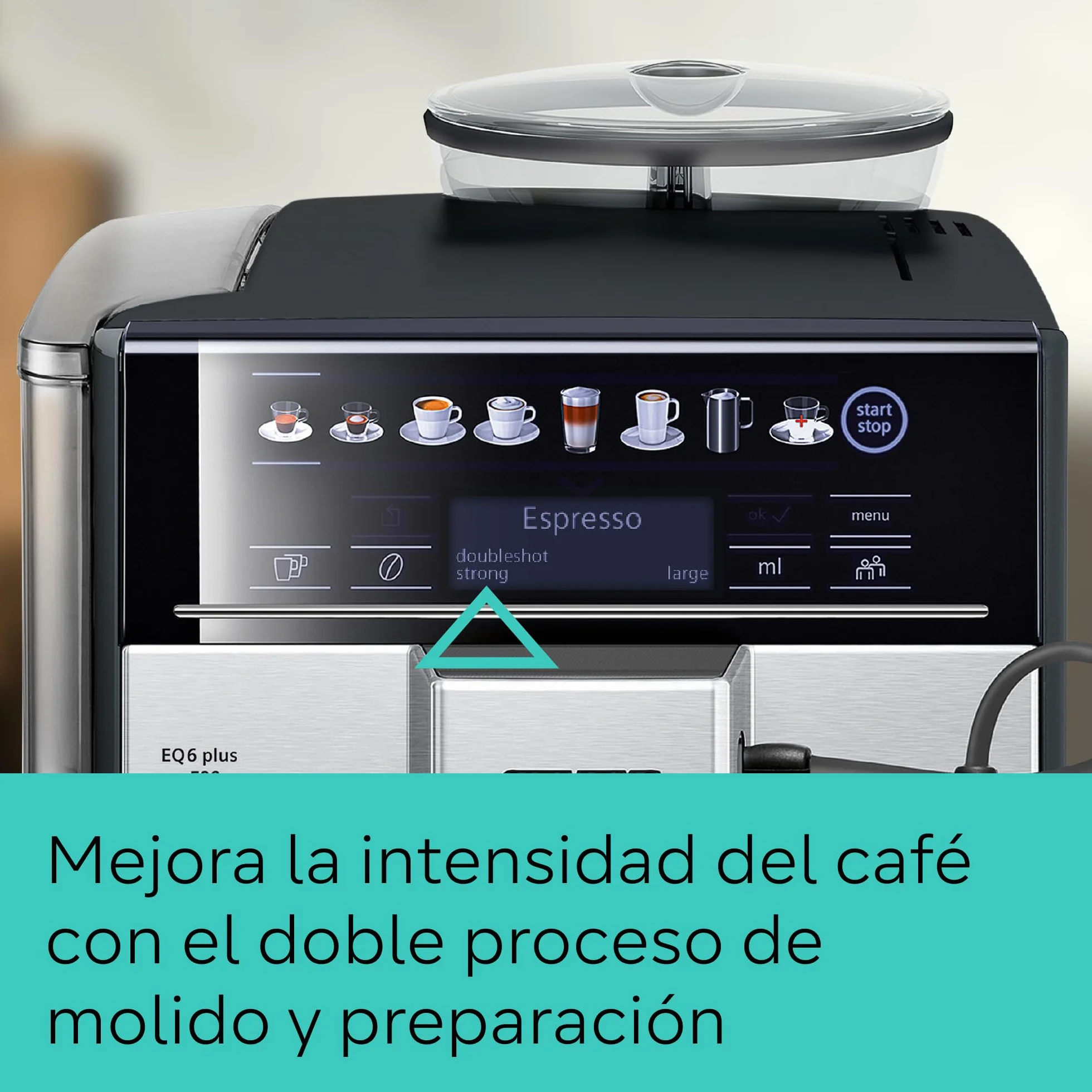 Siemens - Cafetera automática, sistema de leche, 12 bebidas, limpieza automática del depósito de leche, molinillo cerámico, pantalla táctil grande, EQ6 plus s500, TE655203RW