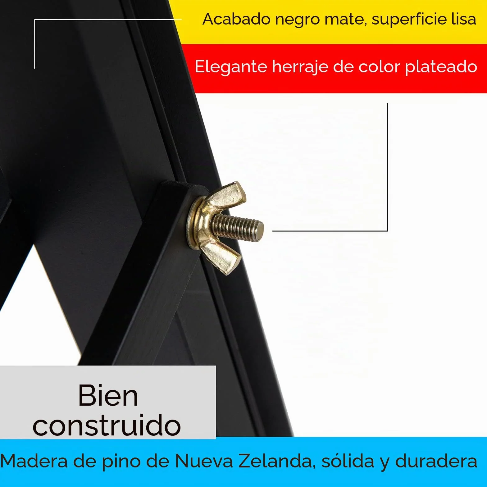 MEEDEN Grande Caballete Pintura de Madera: Regulable 145-193 cm H,Sujeta lienzos de hasta 109 cm, Profesional Caballete de Estudio para Niños y Adultos, Negro