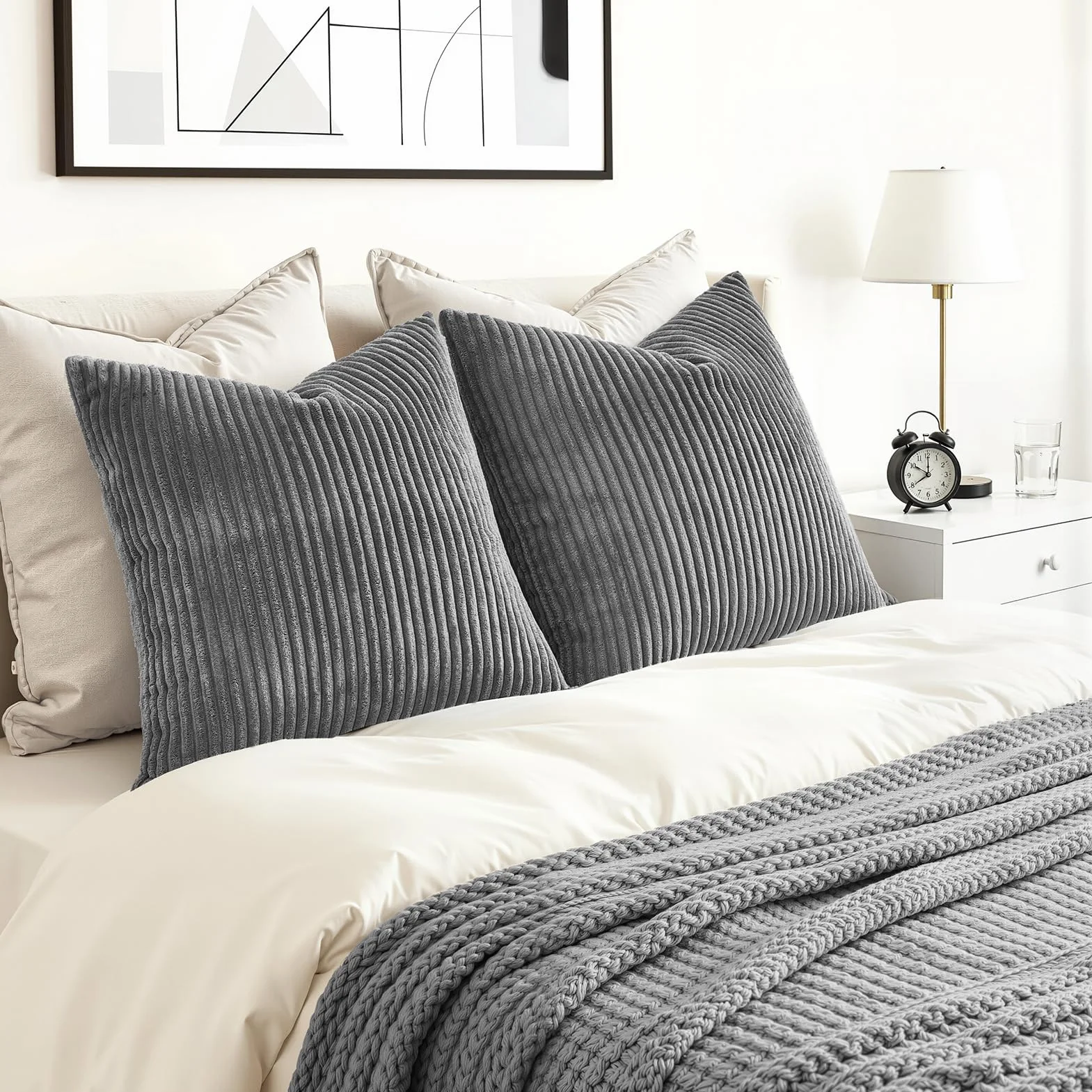 Topfinel Fundas Cojines 45x45 Gris Oscuro Pana Decoracion Hogar Moderno Sala 2 Piezas