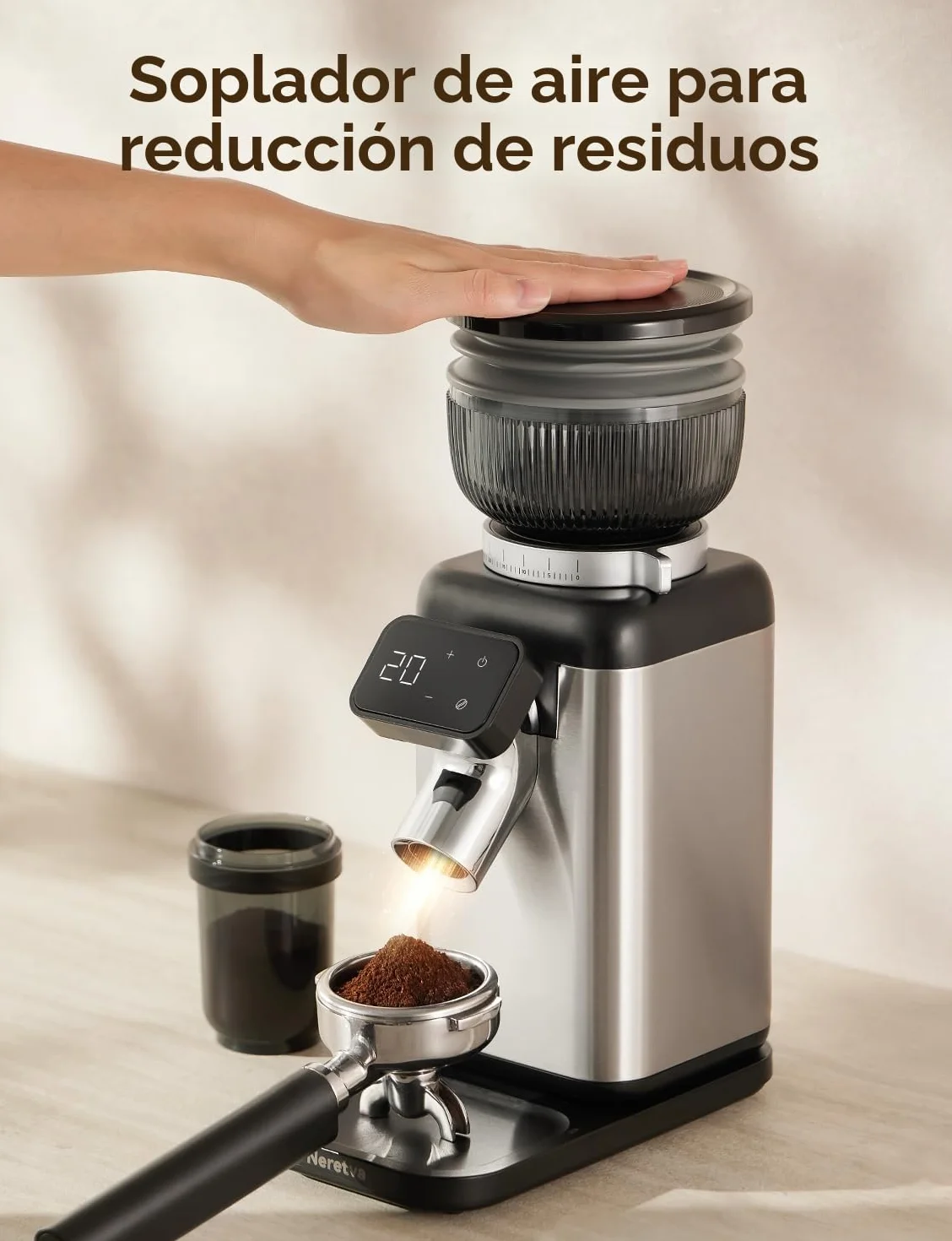 Neretva Molinillo Cafe Electrico, 40 Precisión Molinillo Café Antiestático & Anti Residuos Molinillo de Cafe con Magnético Recolector & LCD Táctil para Espresso/Café de Goteo/Prensa Francesa/Moka