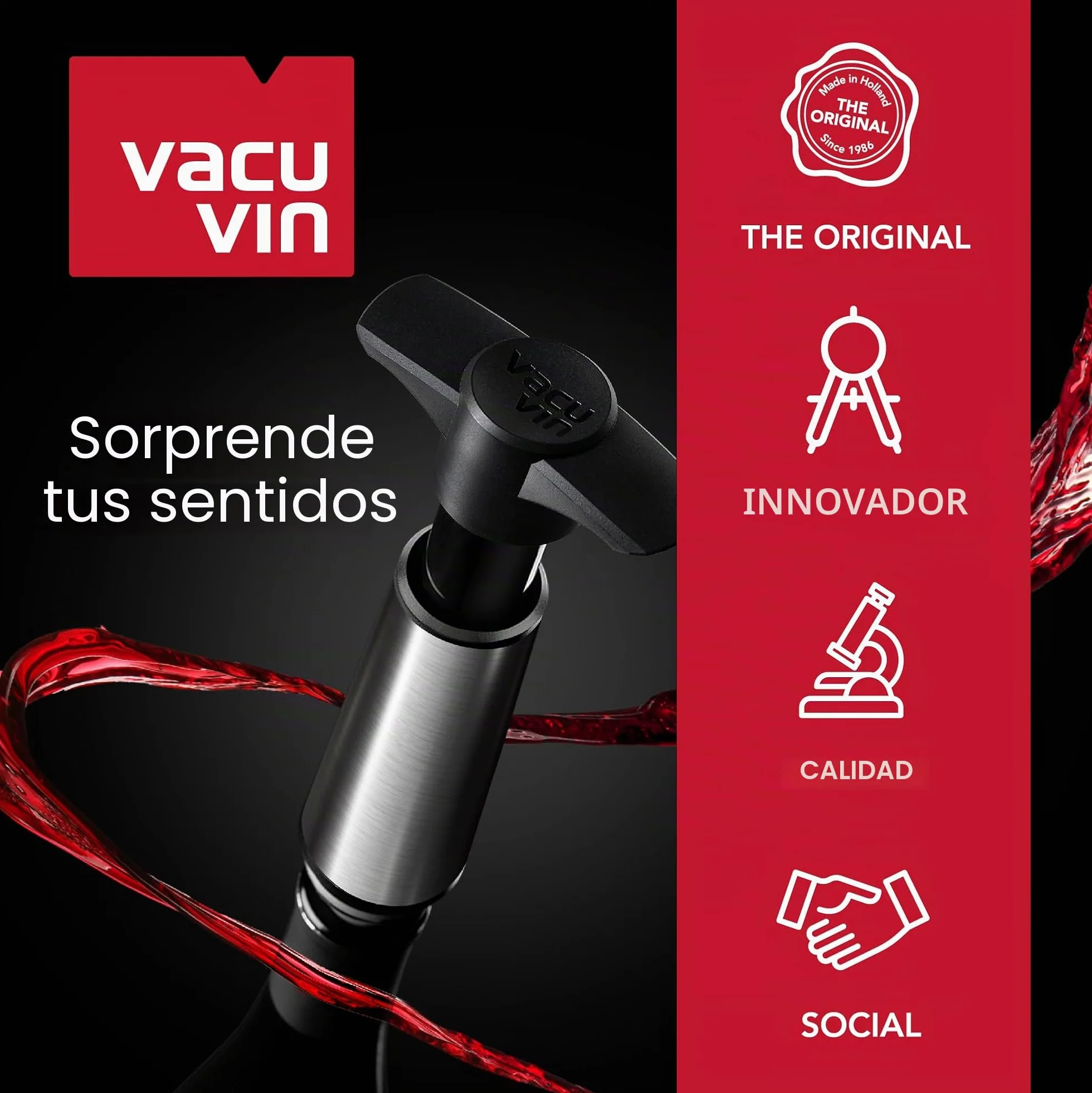 Vacu Vin Enfriador de Vino Flexible - Funda Reutilizable Color Negro para Enfriamiento Rápido de Botellas de Vino Estándar