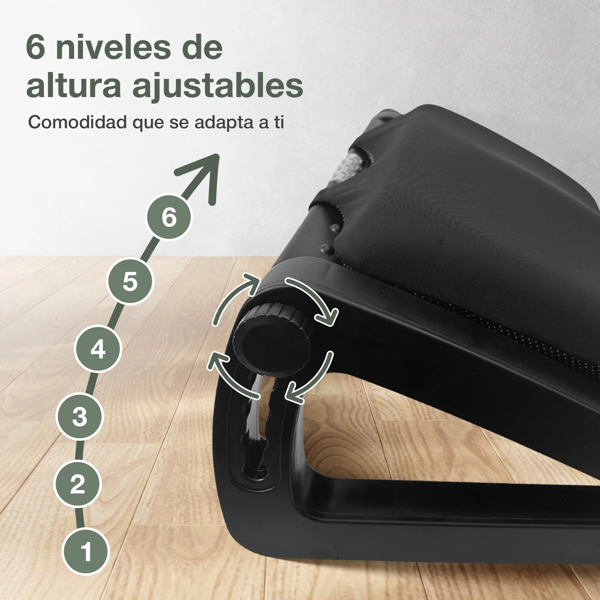 Reposapiés ergonómico con cojín viscoelástico y 6 alturas ajustables para oficina, casa y escritorio