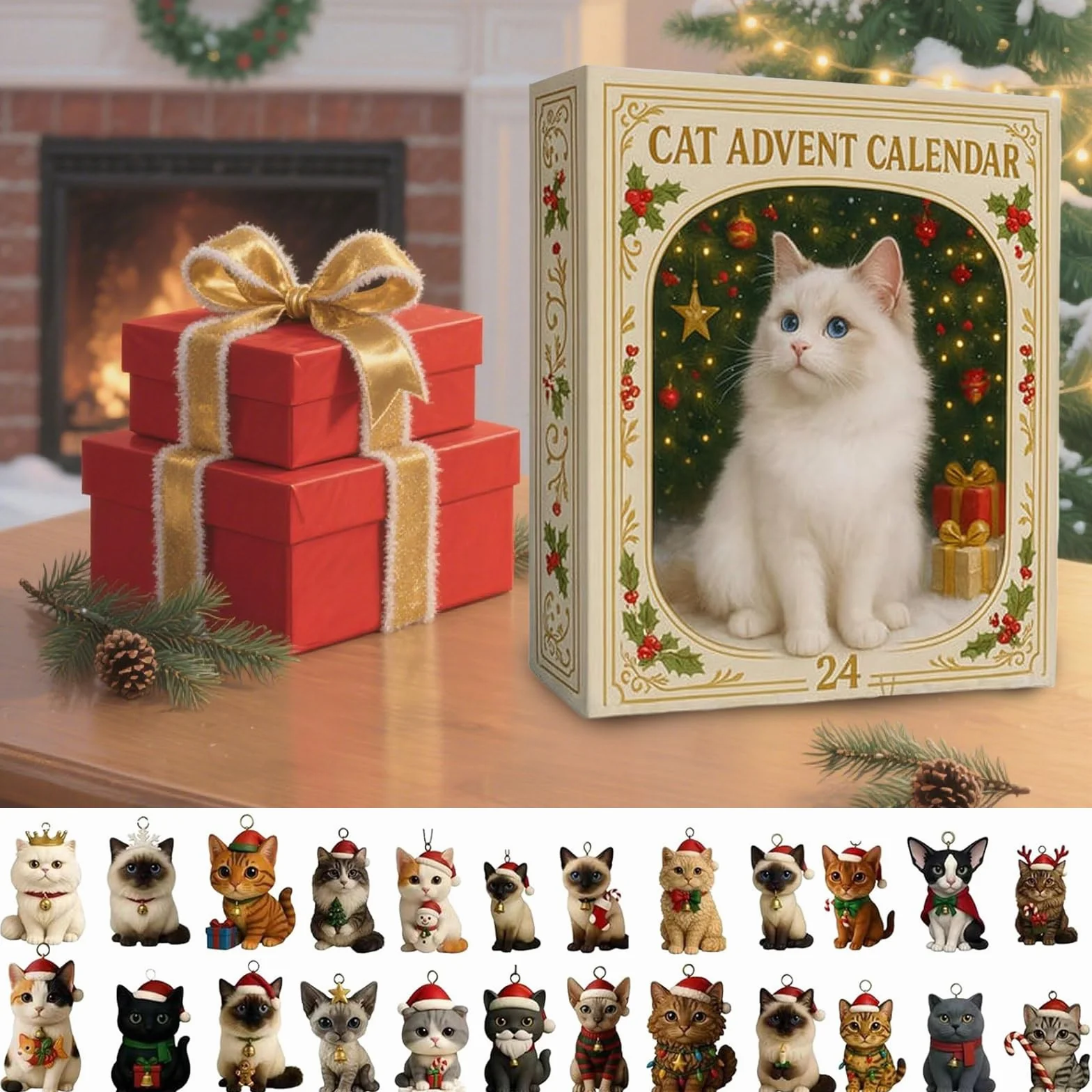 Calendarios de Adviento para Gatos y Perros 2025, Adornos Acrílicos 2D, Colgante de Gatito, Calendario de Cuenta Regresiva