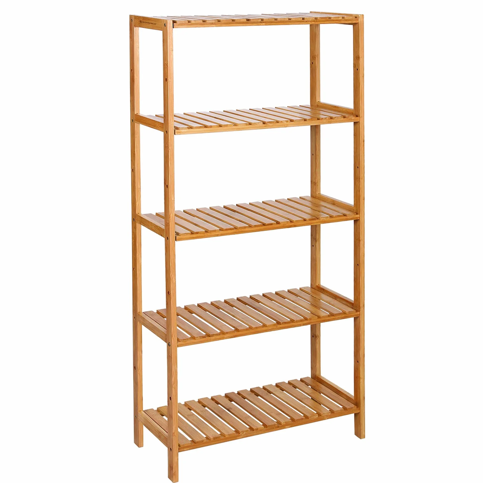 SONGMICS Estantería de bambú 130 x 60 x 26 cm BCB35Y Organizador para baño