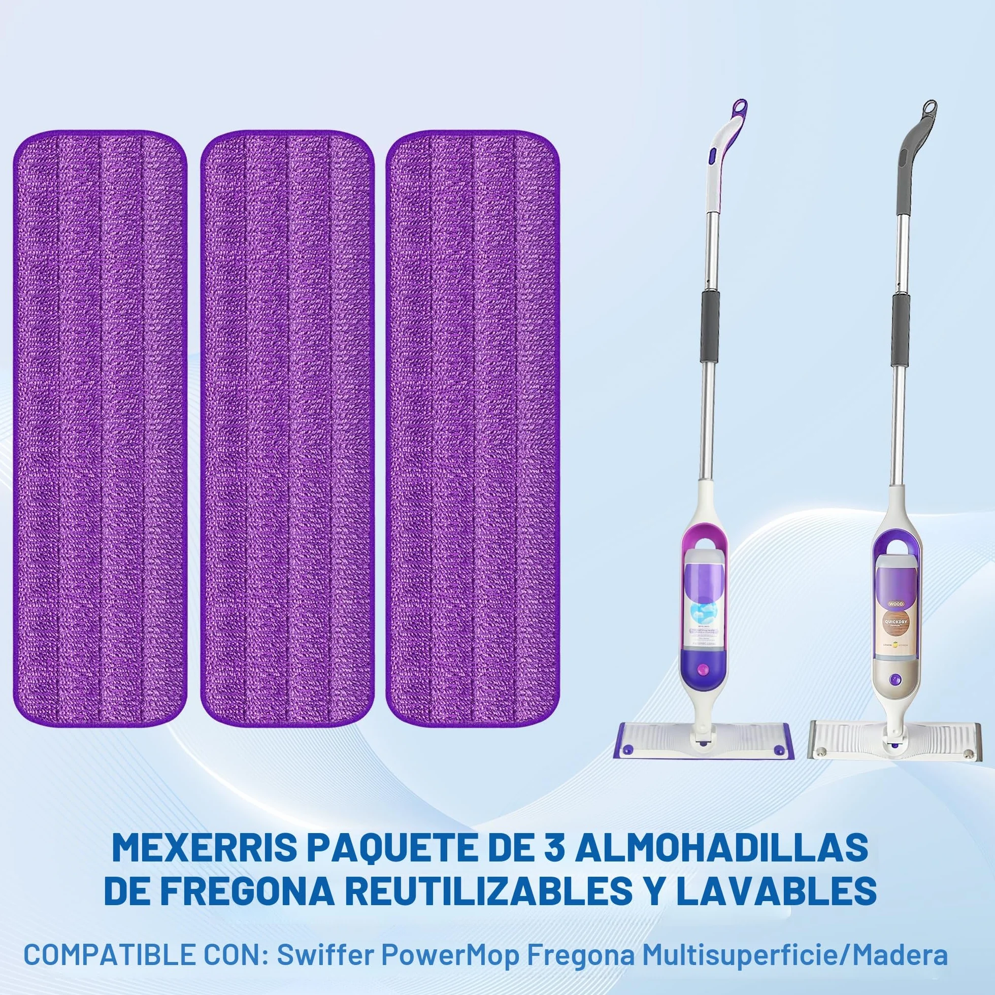 MEXERRIS Mopa Fregona con Pulverizador 2 Botellas Recargables Microfibra para Suelos