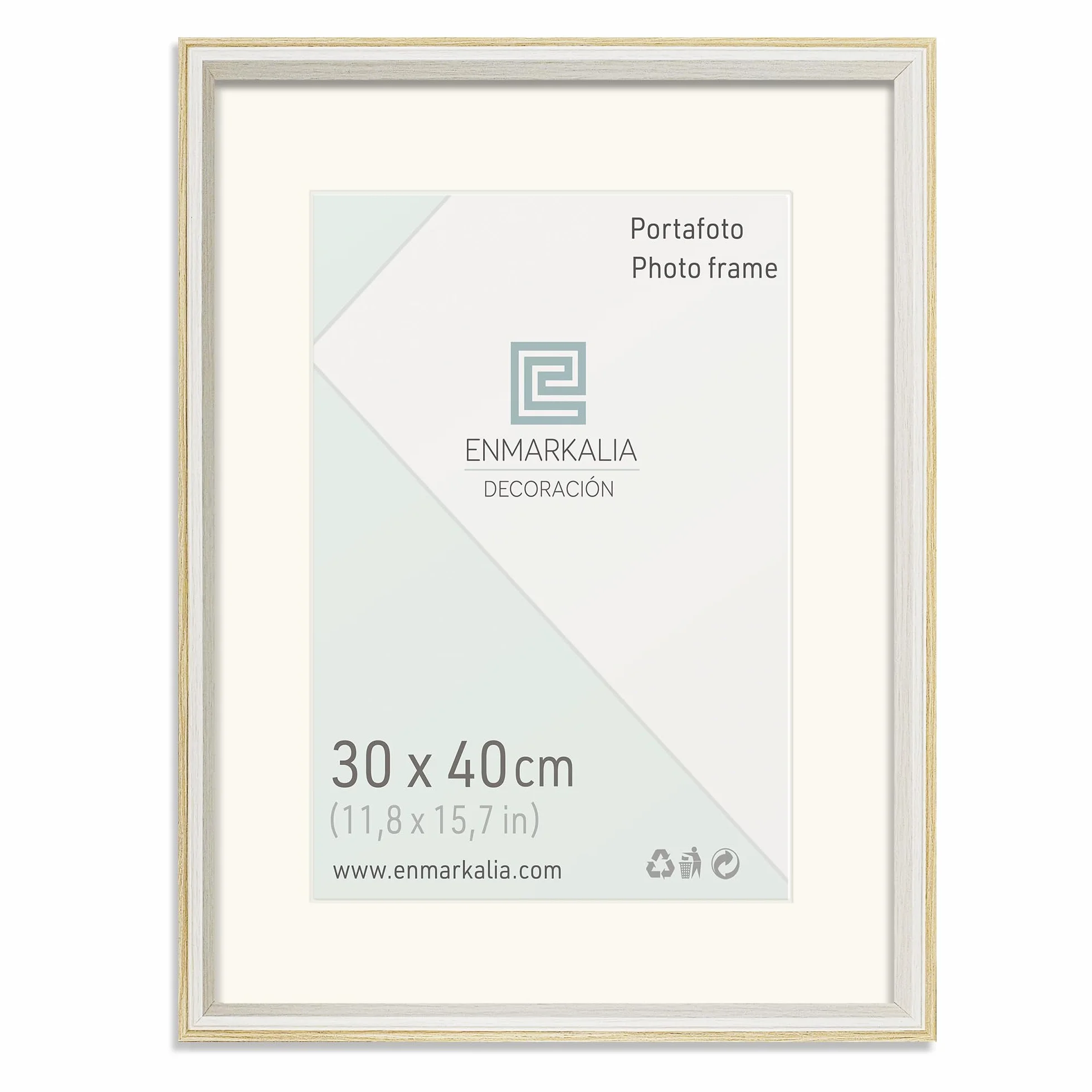 Marco de foto 30x40 cm SIN paspartu 20x30 cm CON paspartu Madera Blanco