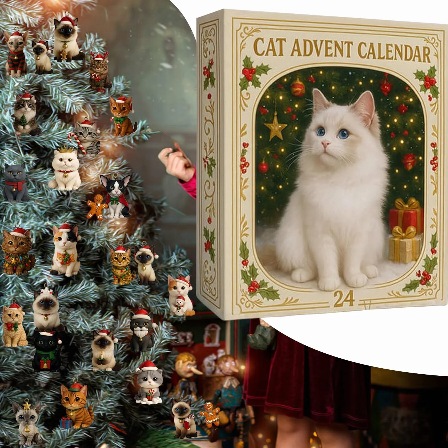 Calendarios de Adviento para Gatos y Perros 2025, Adornos Acrílicos 2D, Colgante de Gatito, Calendario de Cuenta Regresiva