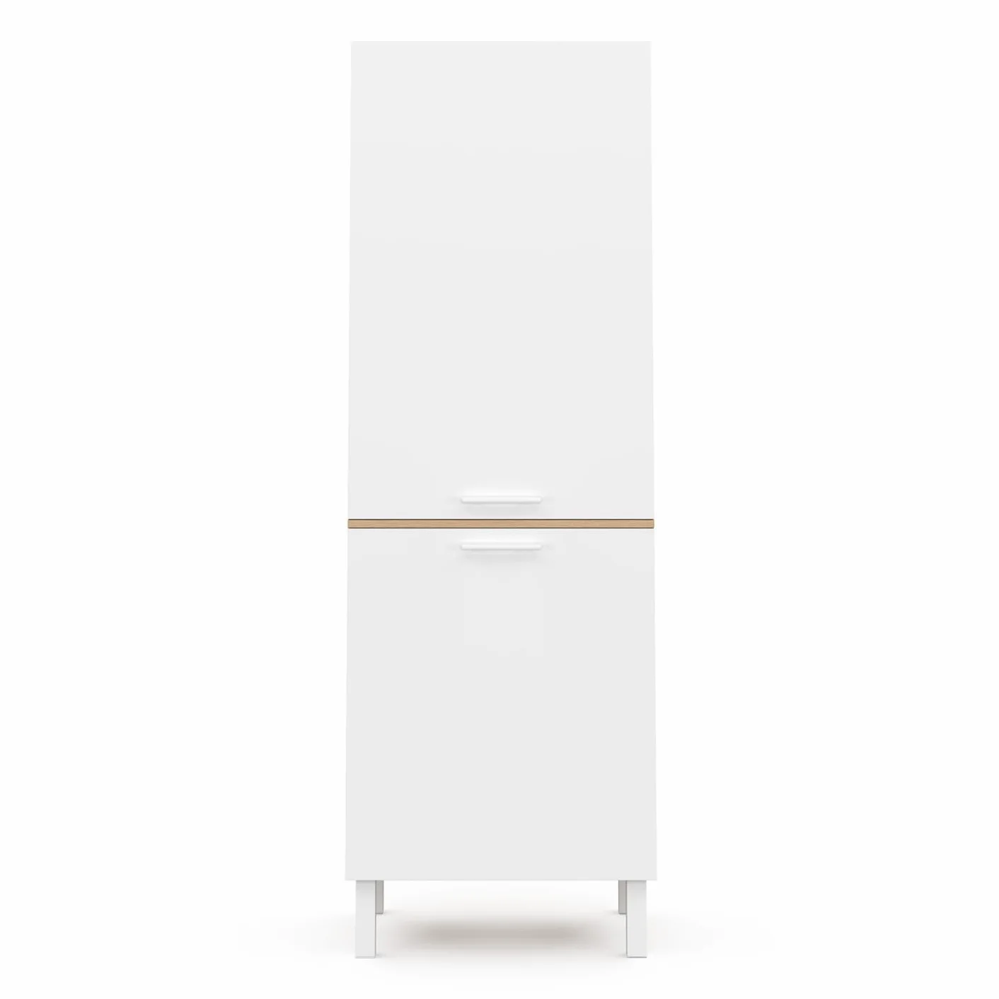 IDMarket CINA - Columna de cocina 60 cm, 2 puertas, forma de haya y blanco