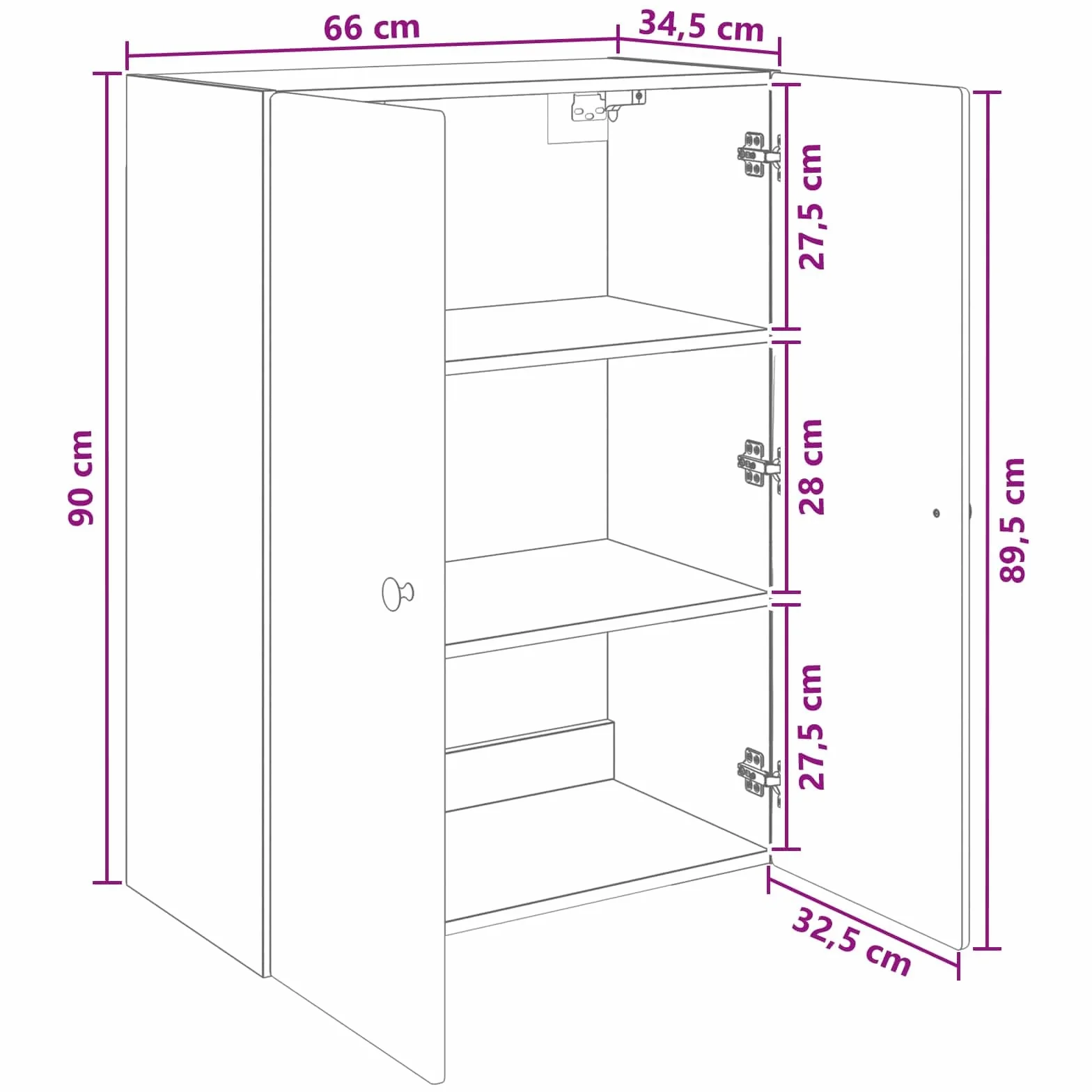 vidaXL Armario de Pared Negro 66 x 34,5 x 90 cm Madera de ingeniería, Armario Vintage, Organizador Rectangular, Almacenamiento montado en Pared, hogar