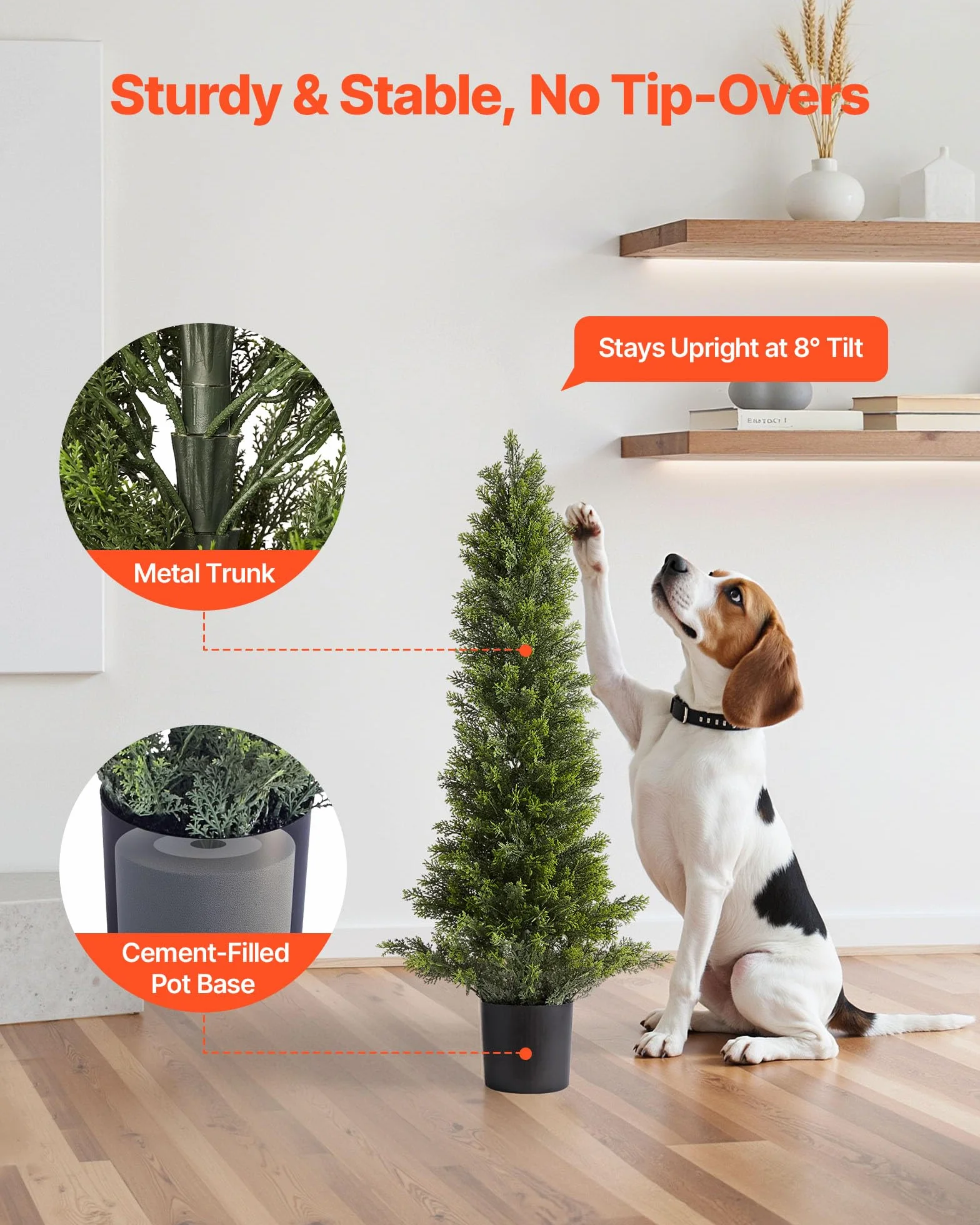 VEVOR Topiario Artificial de Cedro 250 x 914 mm 2 Piezas, Planta de Pino Artificial Hoja de Polietileno, Maceta de Árbol Verde Falso para Decorar Porches, Patios, Jardines, Balcones, Oficinas