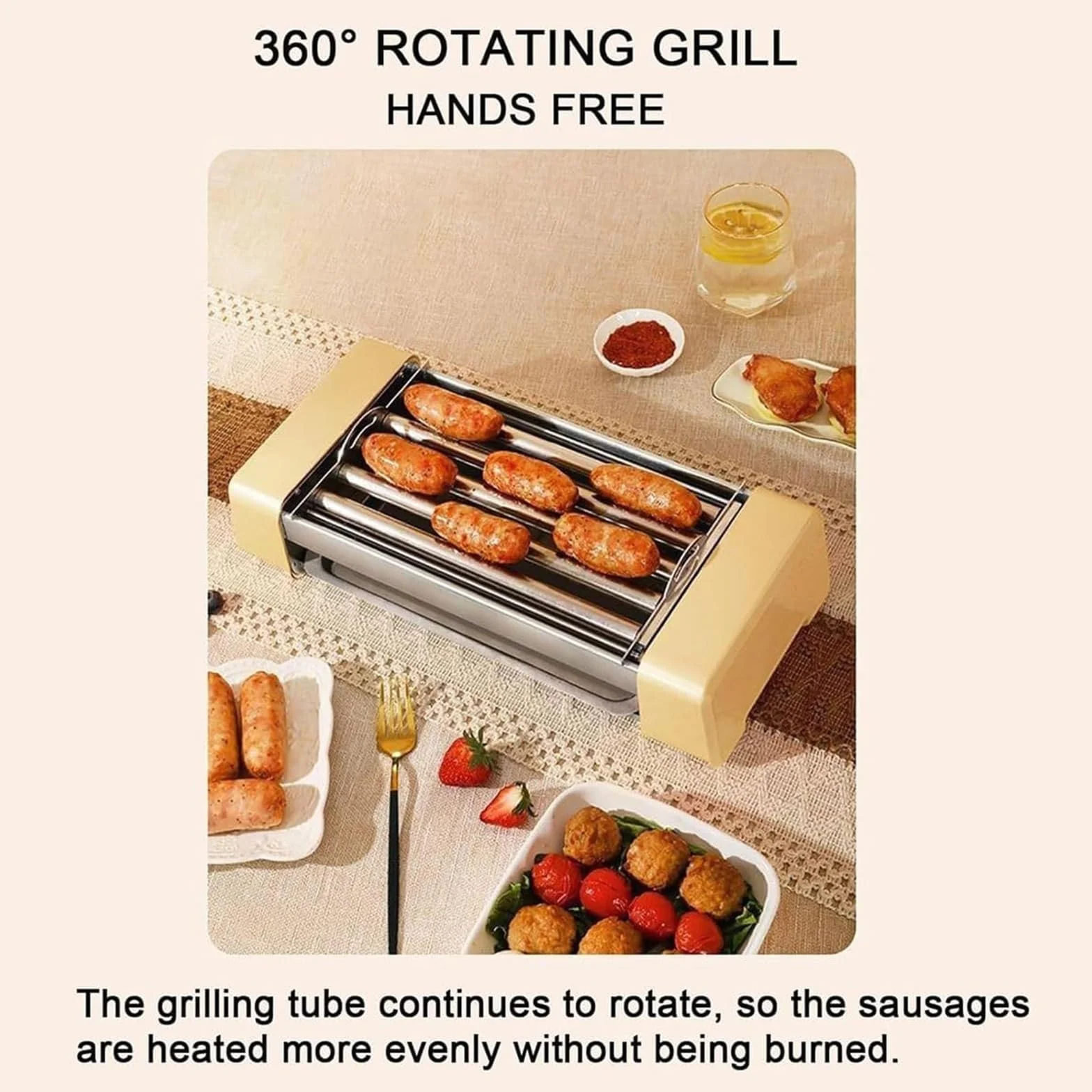 Hot Dog Machine - Parrilla para salchichas, rodillo de encimera con control de temperatura, capacidad de 5 rodillos para uso doméstico