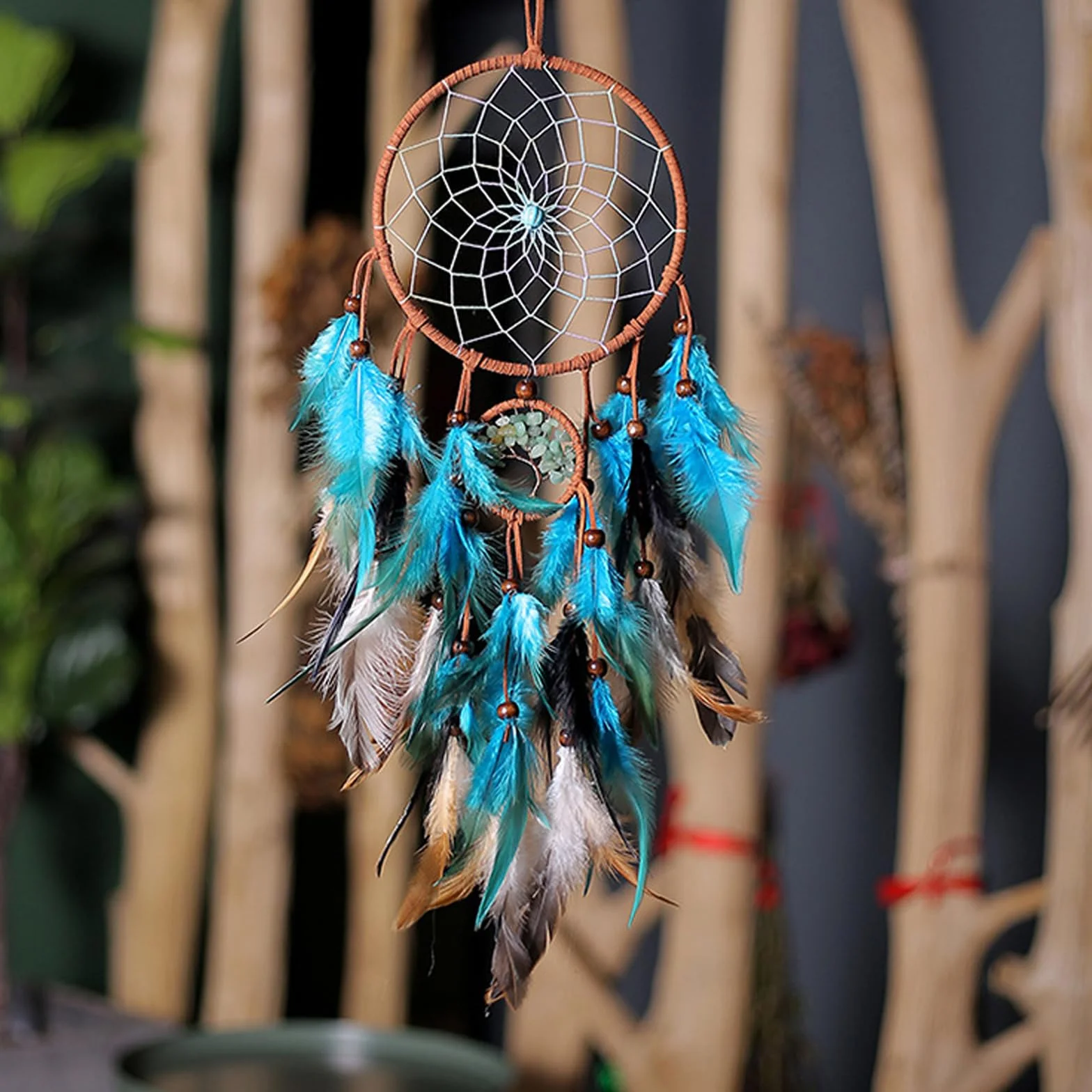 Pluma, atrapasueños, atrapasueños hecho a mano, hecho a mano, para colgar en la pared, decoración del hogar, adornos, artesanía