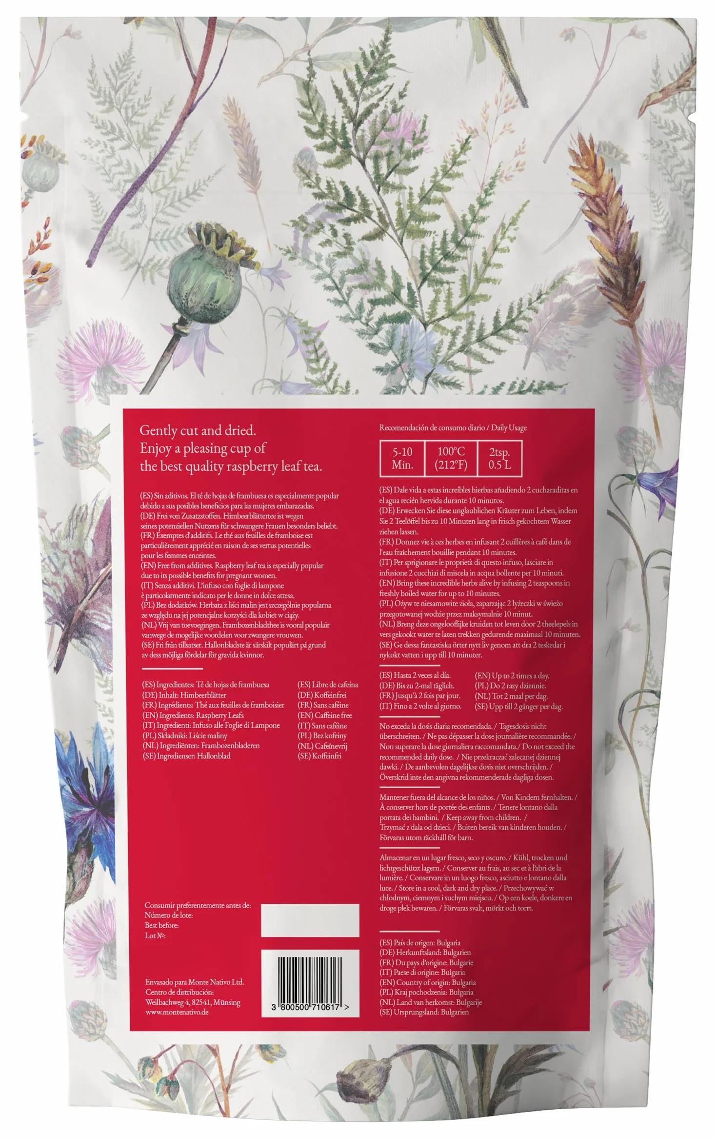 Té de hojas de frambuesa 300g Infusión Final del Embarazo
