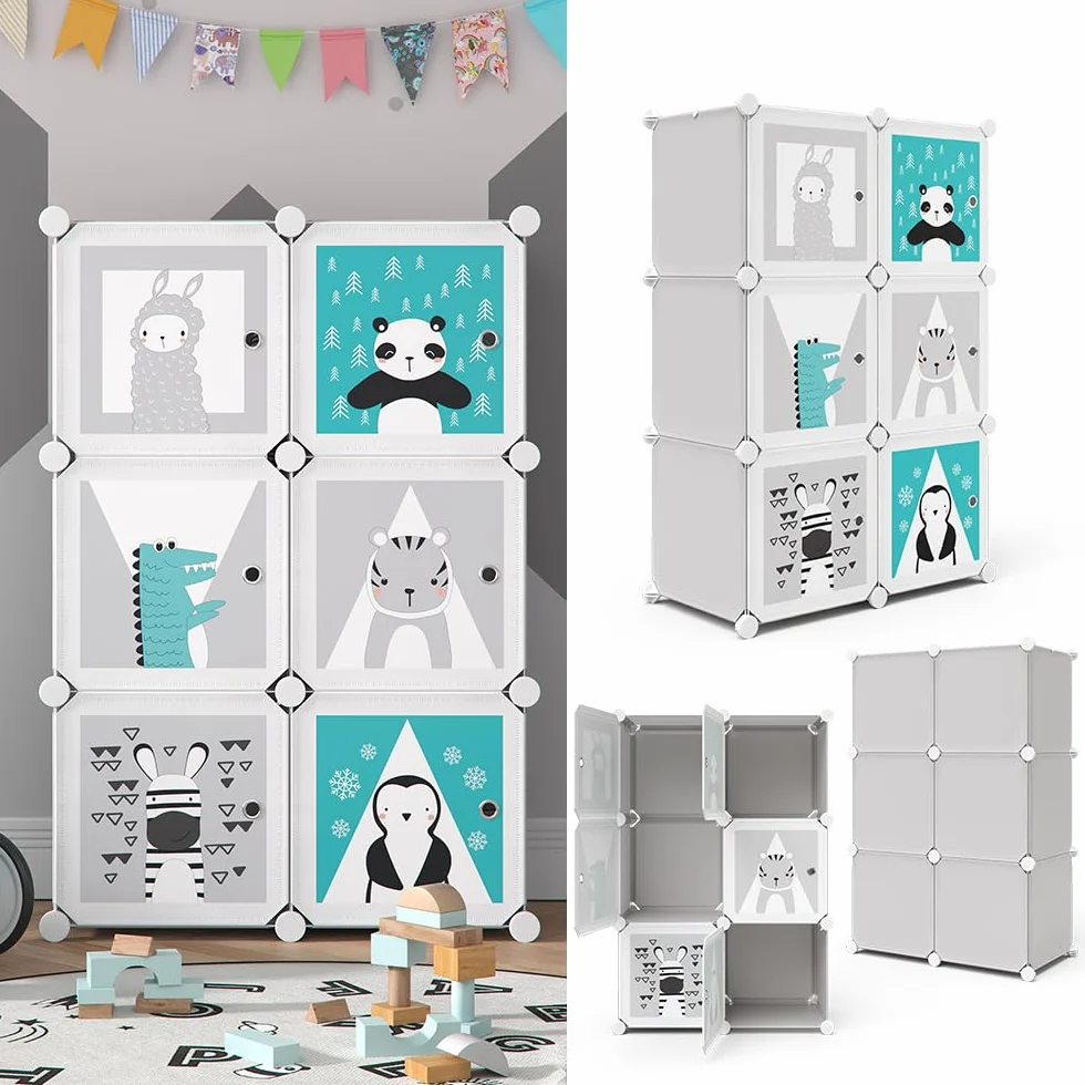 Vicco Estantería para niños Andy Gris 74.5 x 110 cm 6 Compartimentos Panda