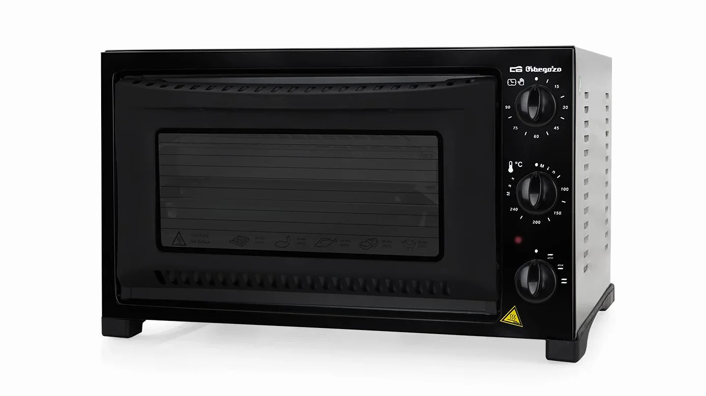Orbegozo HO 321 Horno de sobremesa, 32 L, Temporizador, Calor superior e inferior, Regulador de temperatura, Indicador luminoso, 1300 W, Color Negro