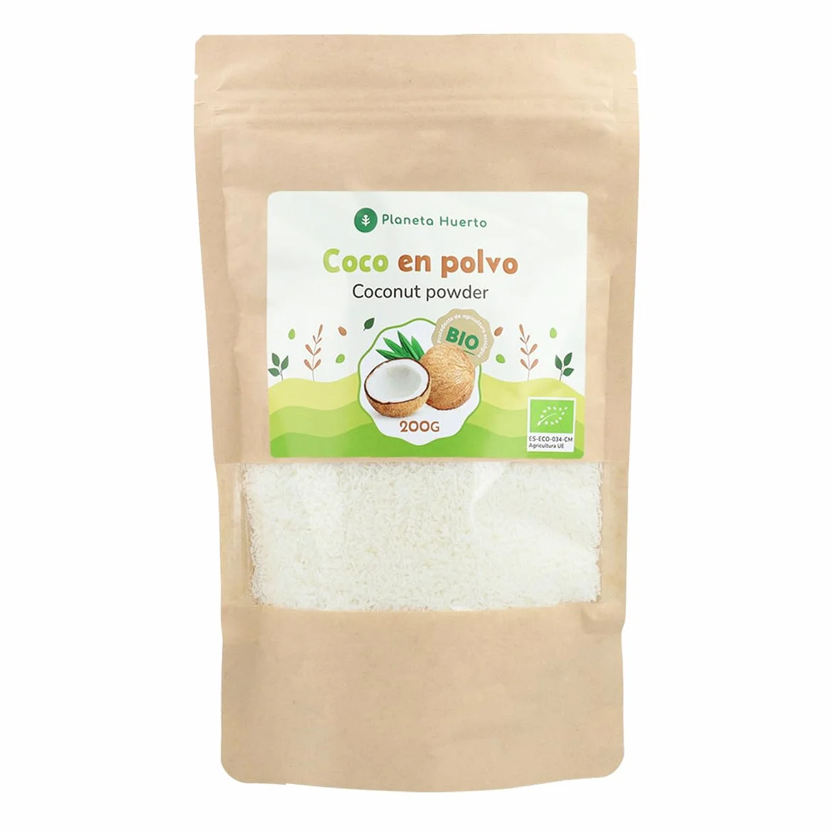 Coco en Polvo ECO 200 g - Harina de Coco Natural, Libre de Gluten y Rica en Fibra