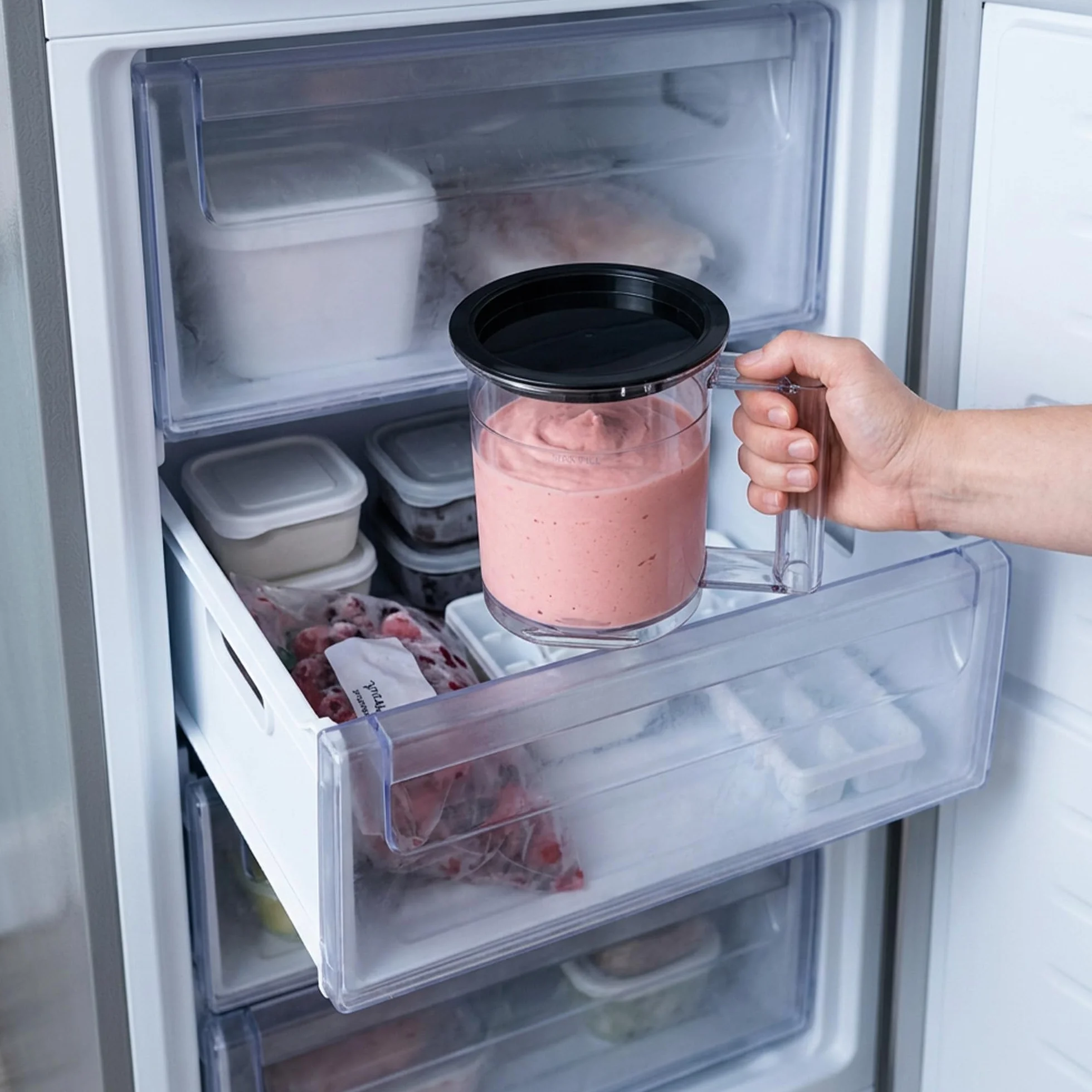 JOCCA - Máquina de Helados/Heladera Multifunción con 11 Programas, Función Limpieza, Procesamiento Rápido, Pantalla LED Táctil, Prepara hasta 1,95L de helado con sus 3 recipientes