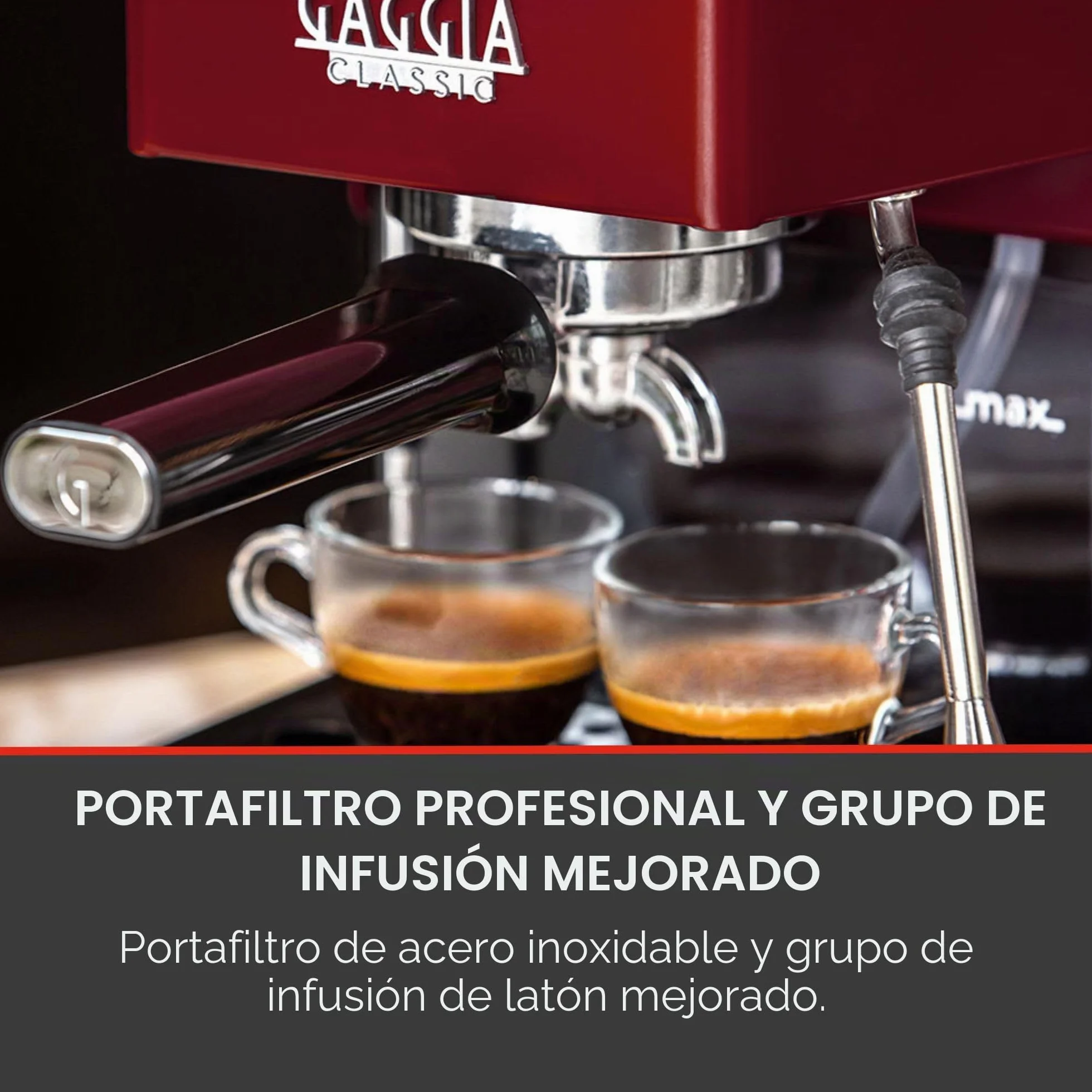 Gaggia Classic E24 Evo Pro - Cafetera manual para café expreso con caldera de latón y válvula solenoide, color rojo cereza