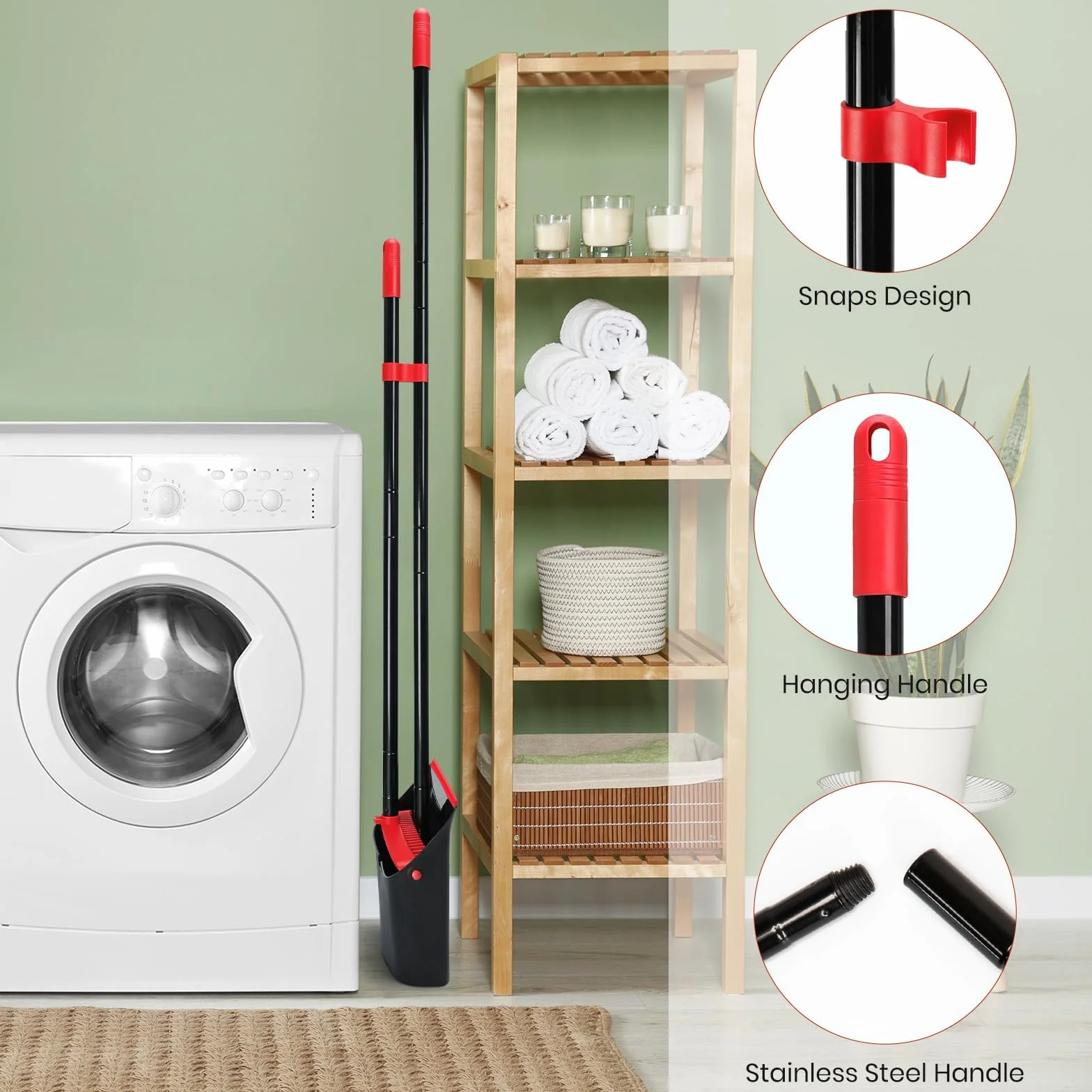 TreeLen Broom and Dustpan Set for Home, Upright Sweep Combo