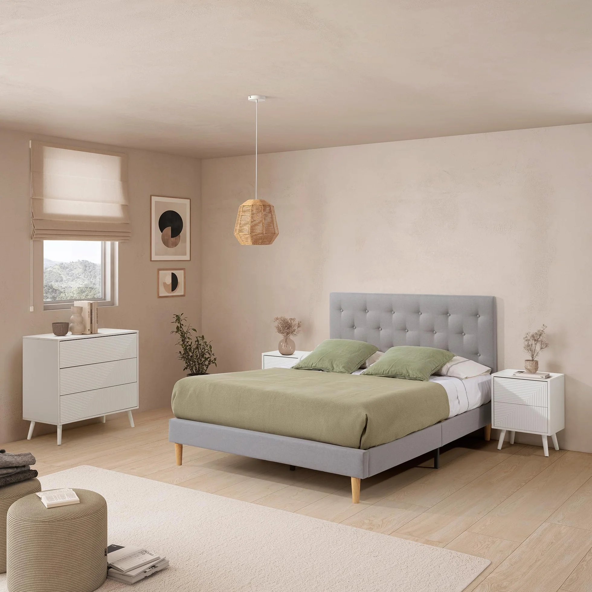HOMN LIVING Cómoda de Noche Telmo 3 cajones Color Blanco, 80 cm (Ancho) 40 cm (Profundo) 80 cm (Altura)