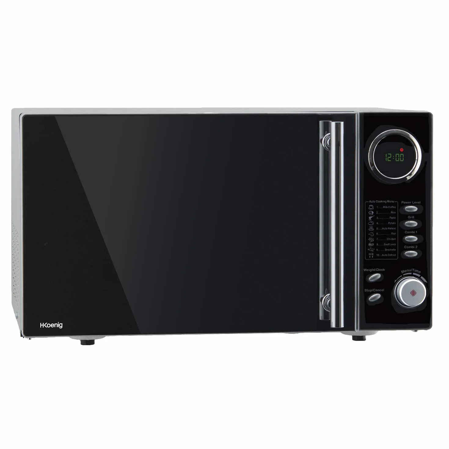 H.Koenig VIO9 Microondas con Grill, Potencia 900 W y Potencia Grill 1000W, 25 litros, Temporizador hasta 95 min, Pantalla LED, 5 Niveles de Potencia de Calentado, Modo Grill y Descongelador