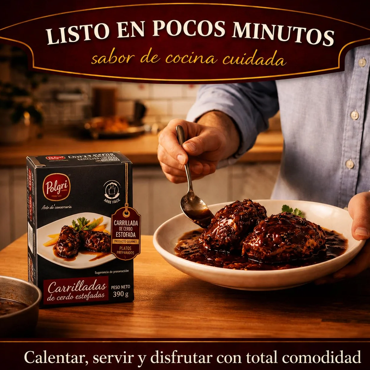 POLGRI Carrilladas de Cerdo Estofadas Conserva Gourmet Lata 390 g Carne Melosa