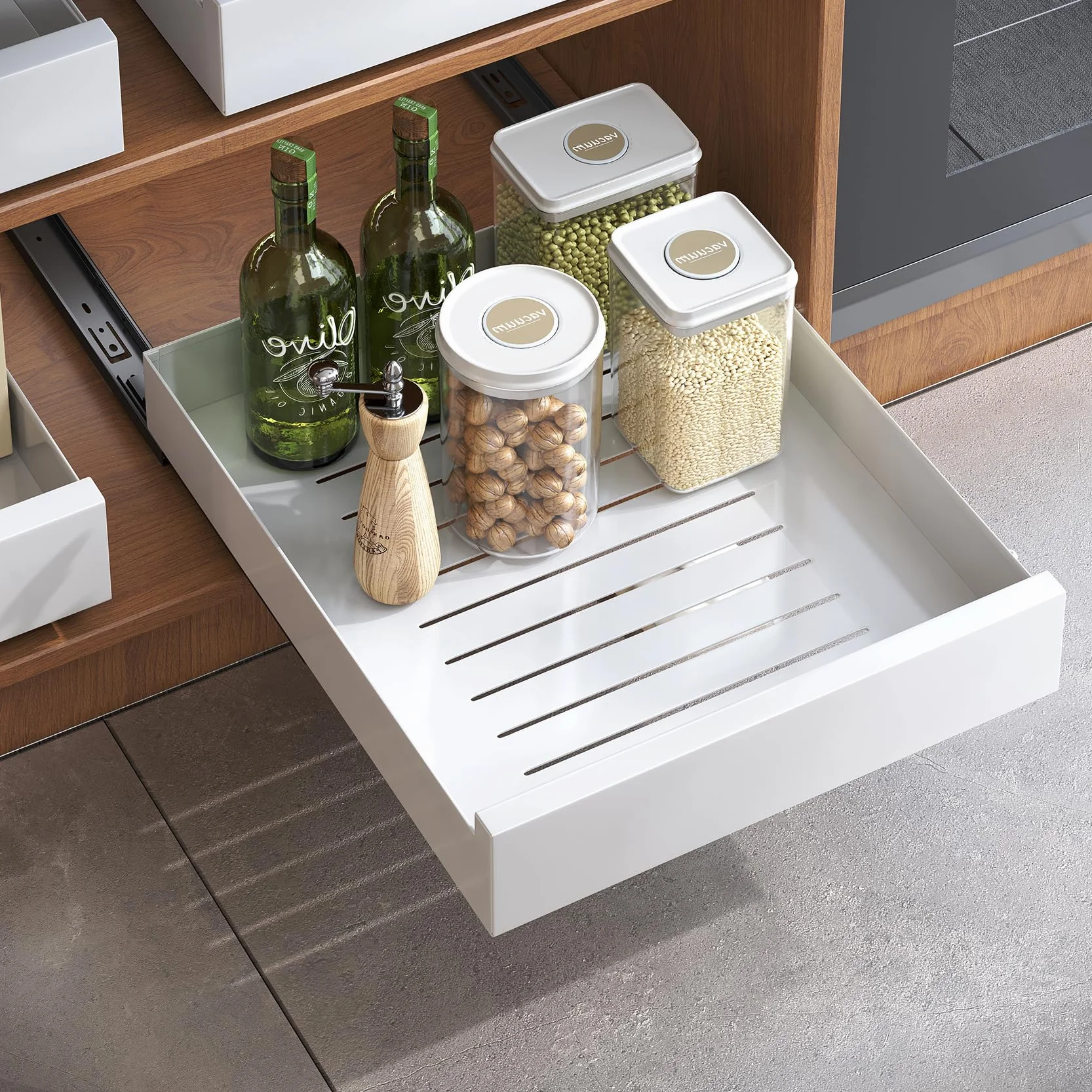 Kitstorack Organizador De Gabinete Extraíble, Estante Extraíble, Cajones Deslizantes Para Armarios De Cocina, Sin Necesidad De Taladrar Ni Clavar, 43 Profundidad X 35 Anchura X 8 Altura cm