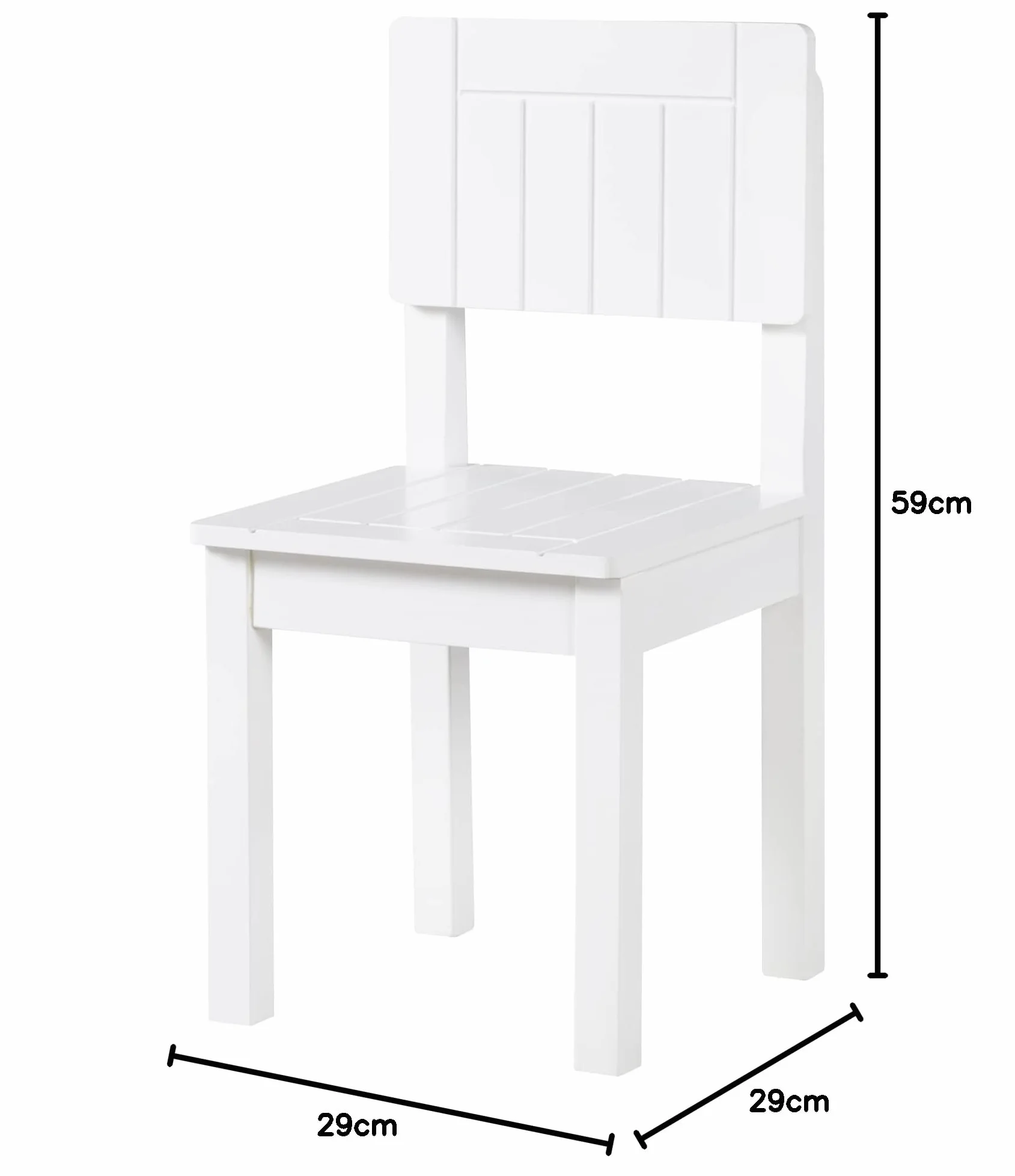 roba Silla infantil, silla con respaldo para niños, lacada en blanco, Alto x Ancho x Profundidad: 59x29x29 cm, altura del asiento 31 cm