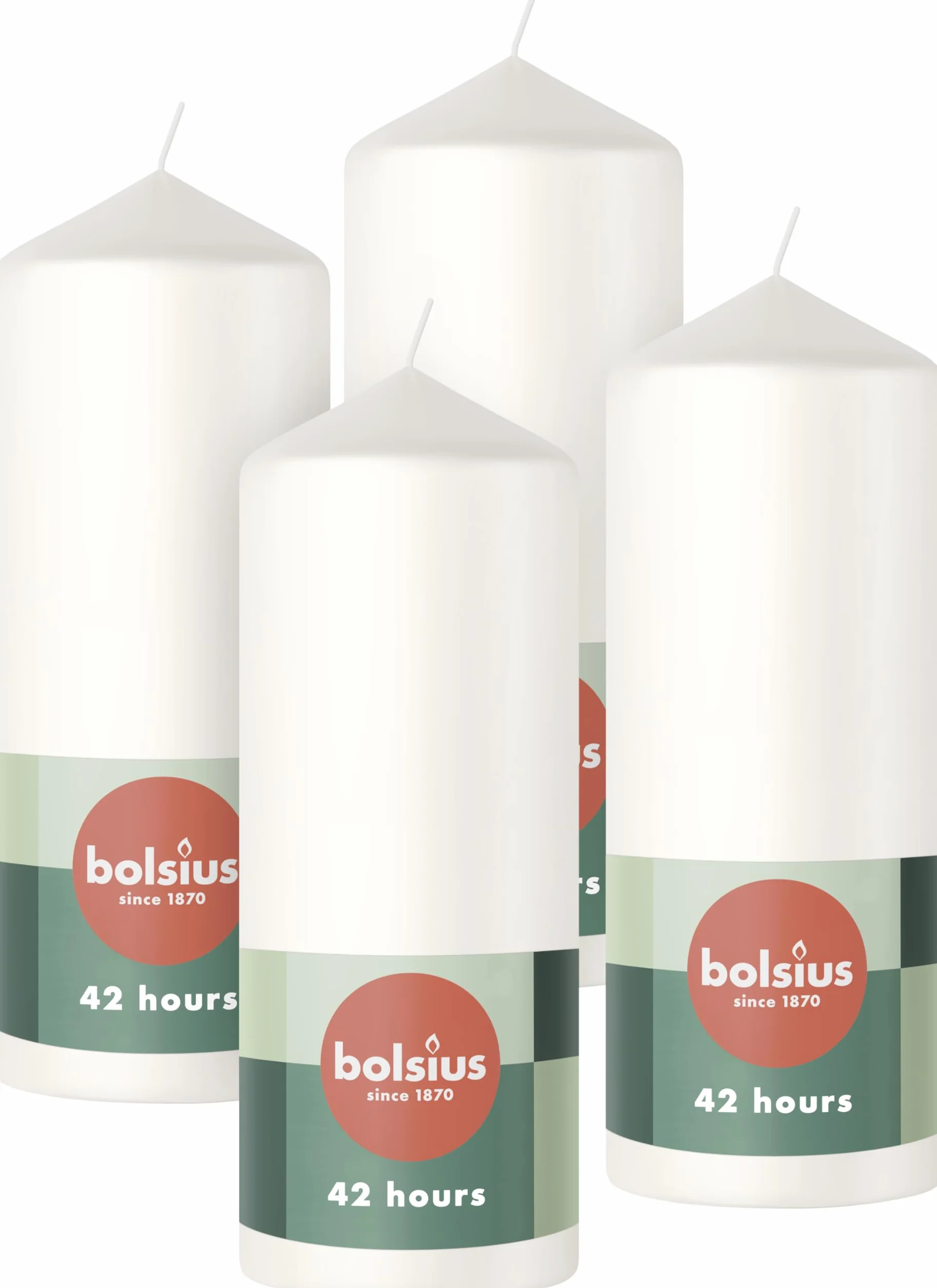 Bolsius Velas de pilar lisas blancas 15 x 6 cm paquete de 4