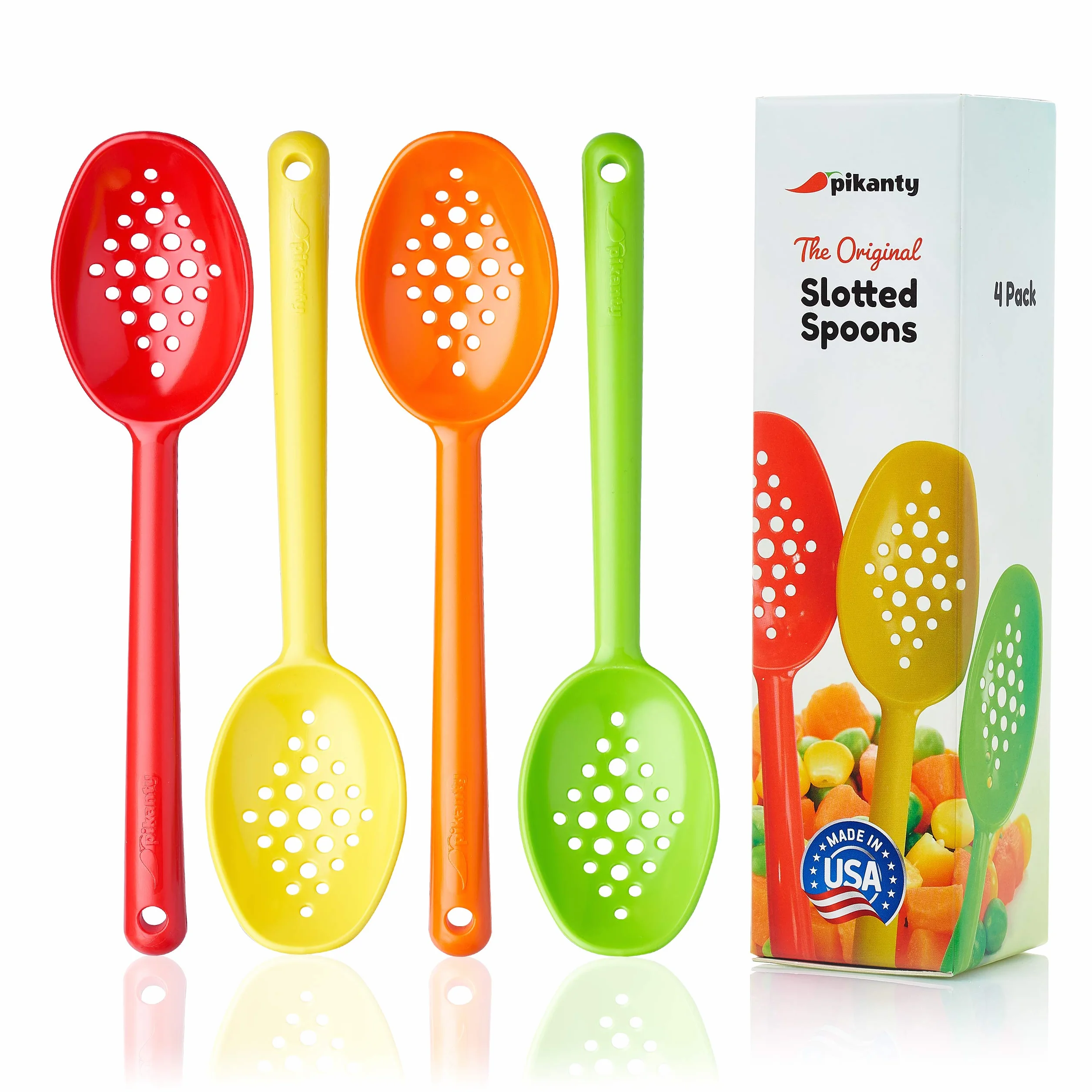 Juego de 4 cucharas de oliva y pepinillos de 7 pulgadas, pequeños utensilios de servir ranurados para tarros, perfectos para aceitunas, encurtidos, alcaparras, remolachas en escabeche, pepperoncini