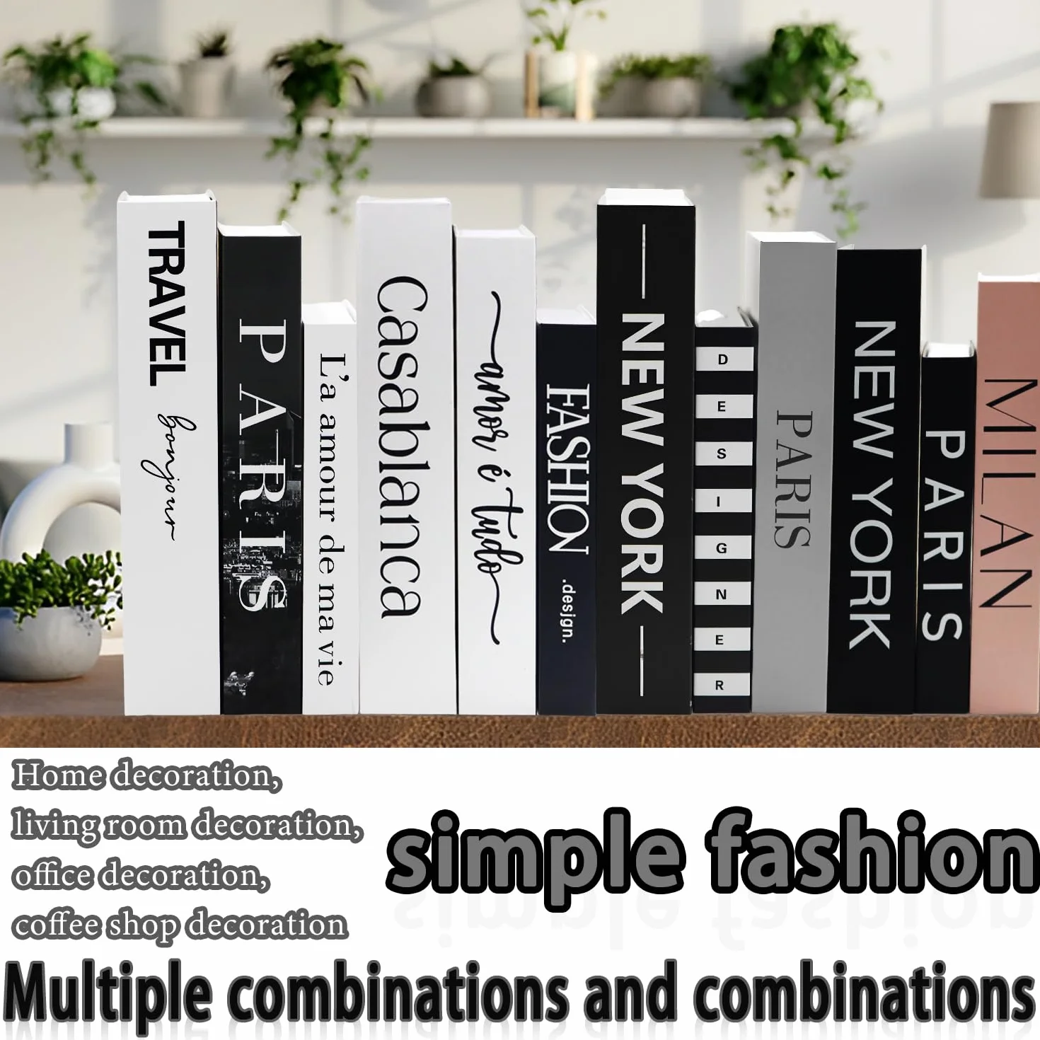 3 Piezas Libros Decorativos Moda Libro Caja Decoracion Apilados Falsos de Interiores Moderno Nido Caja Libros Decorativos Falsos para Decoración (3 Piezas C)