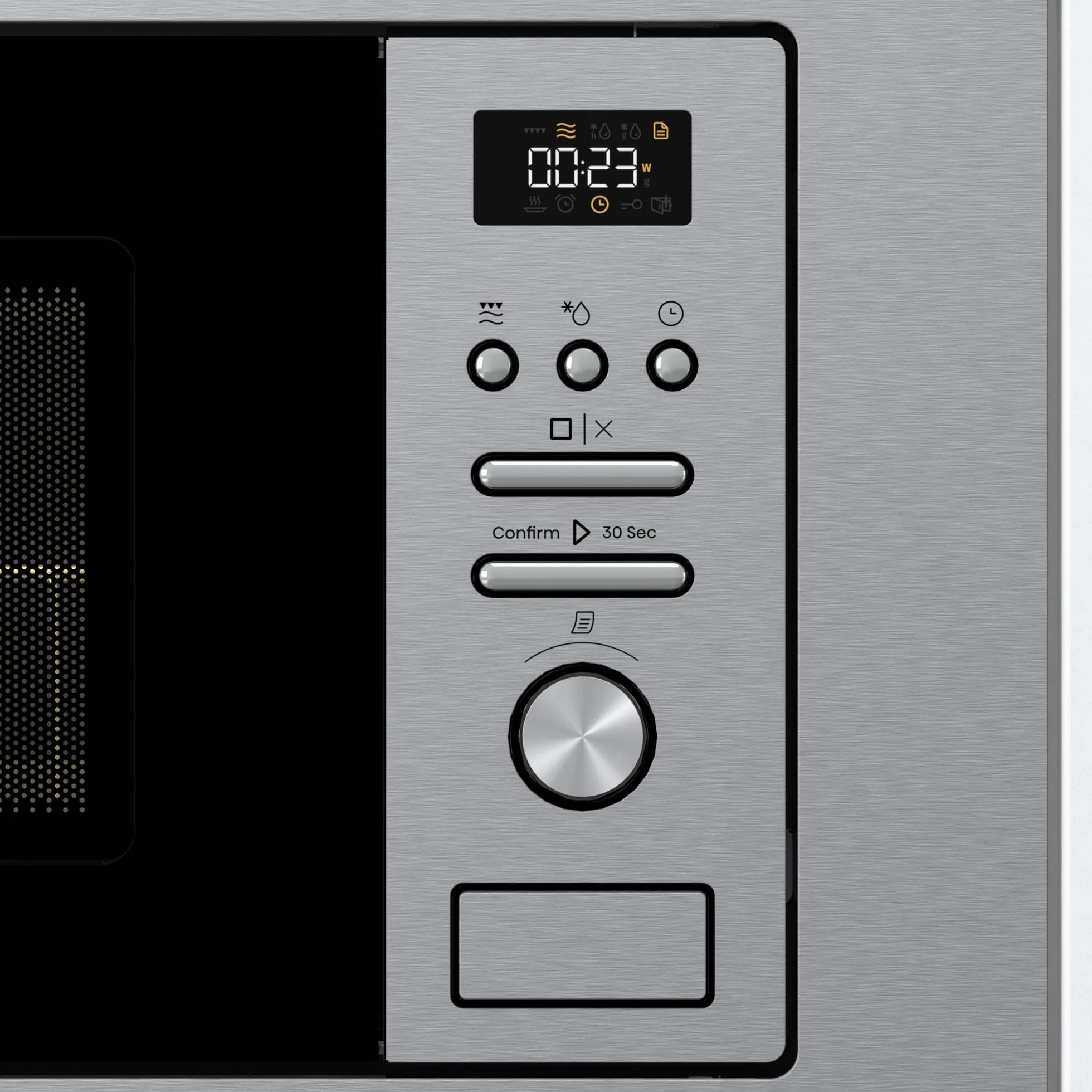 Hisense BIM320G41X - Microondas Integrable, 1000W, 20L, Alto 38.8cm x Ancho 59.5cm, Color Inox, 5 Niveles de Potencia, 15 Programas Preestablecidos, Grill Combo, Descongelar por Tiempo o Peso