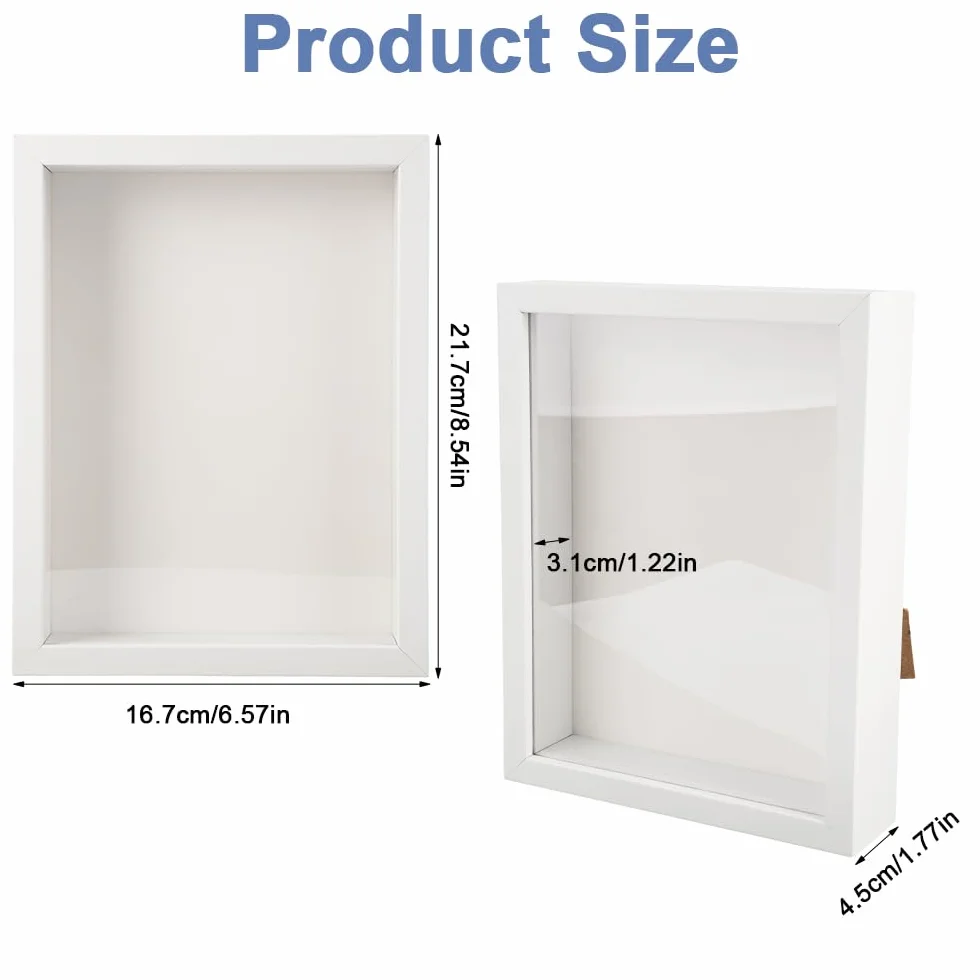 Marcos con Profundidad para Objetos de Hasta 3 cm, 15x20cm Marco de Fotos 3D para Rellenar, Caja de Sombra para Objetos y Fotos, Marco de Fotos de Caja de Sombra para Ramo, Recuerdos, Entradas(Blanco)