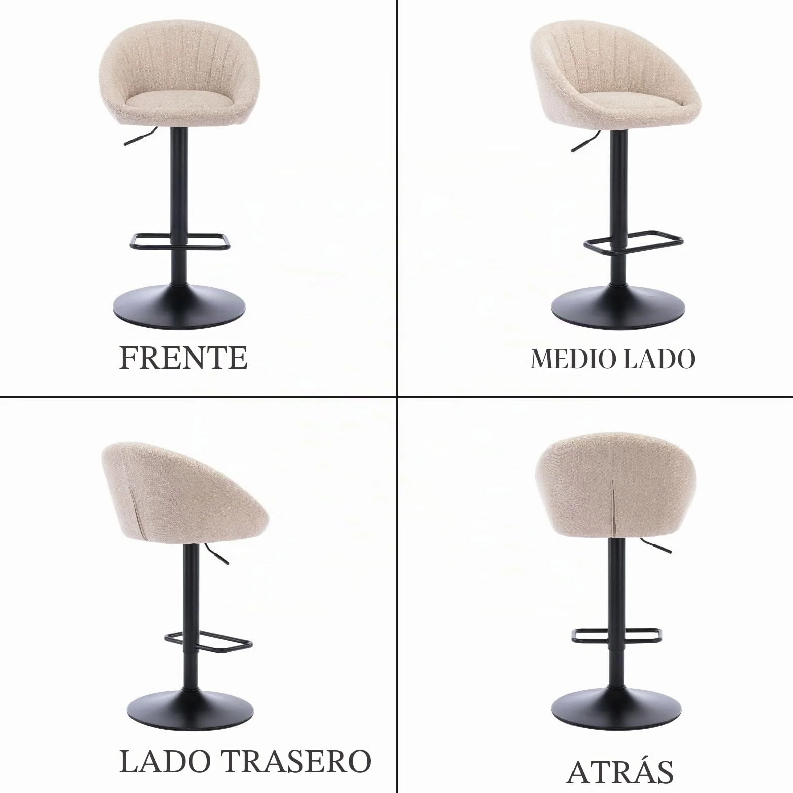 Ya-Home Juego 2 Taburetes de Bar Modernos Taburetes Alto de Cocina con Respaldo,Sillas Bar Giratorios Sillas Altas de Mostrador Regulables para Isla Cocina/Restaurante,Beige