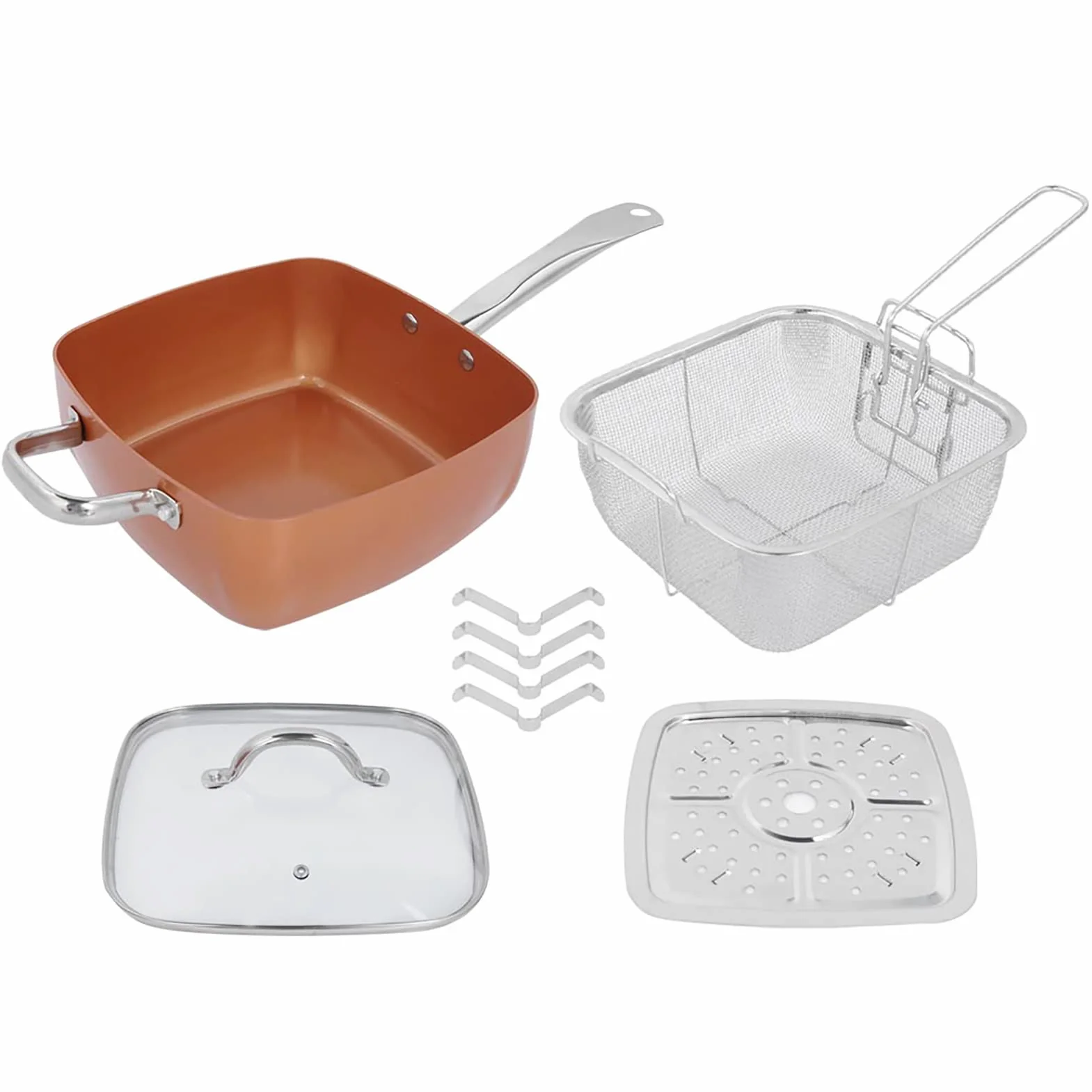 Sartén, Sartén para el hogar, Multifunción antiadherente de 4 piezas/set para hacer sopa suministros de cocina freír carne con filtro plegable