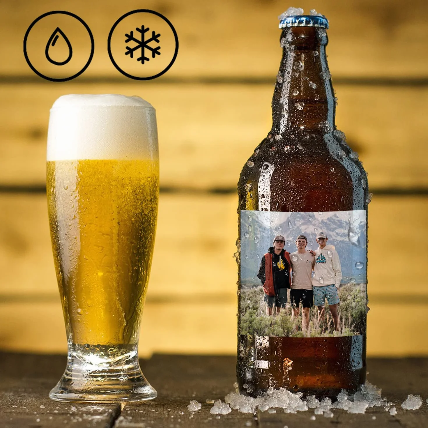 Etiquetas personalizadas para cerveza, Pack 6 adhesivos vinilo resistentes al agua