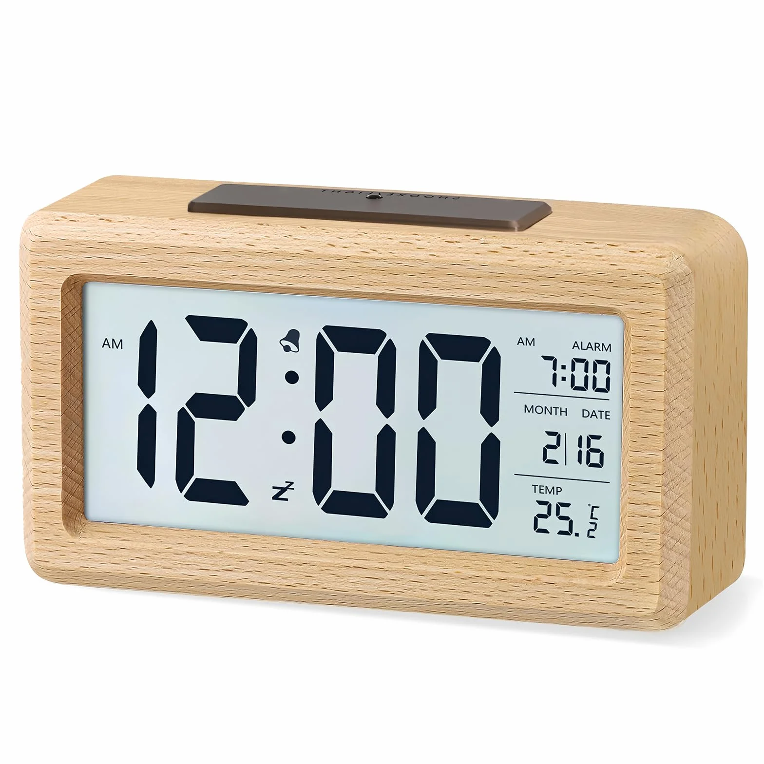 aboveClock Reloj Despertador Digital, Despertador con Pantalla LED de Temperatura, Pantalla Grande, Reloj Despertador Pilas Brillo Regulable, Función Snooze【3 × AAA Baterías Necesarias】