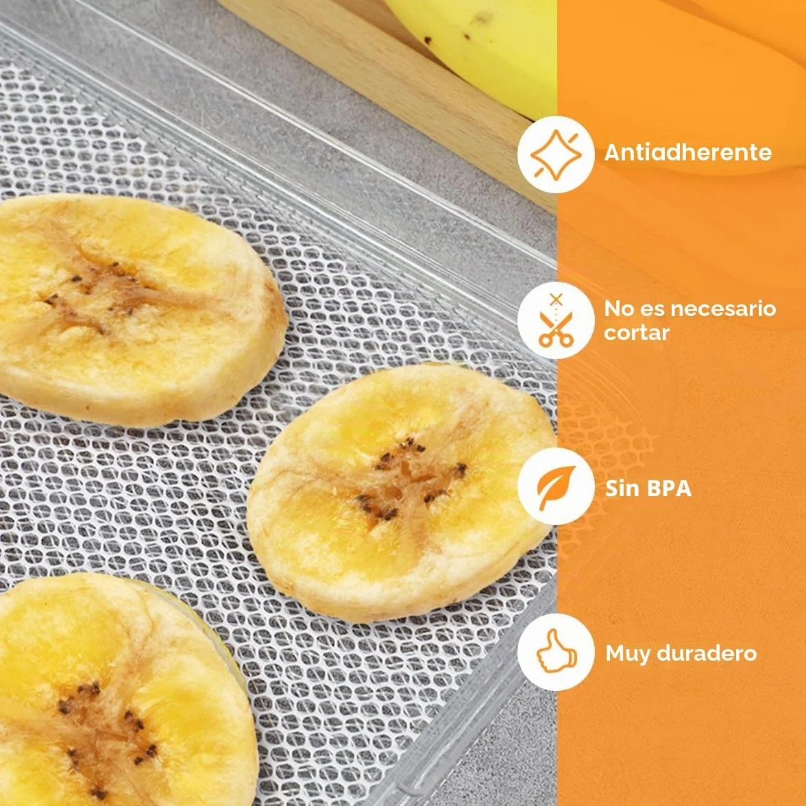 AIEVE Hojas de Silicona Antiadherente para Deshidratador de Frutas YASHE, Sin BPA, 17 x 26 cm