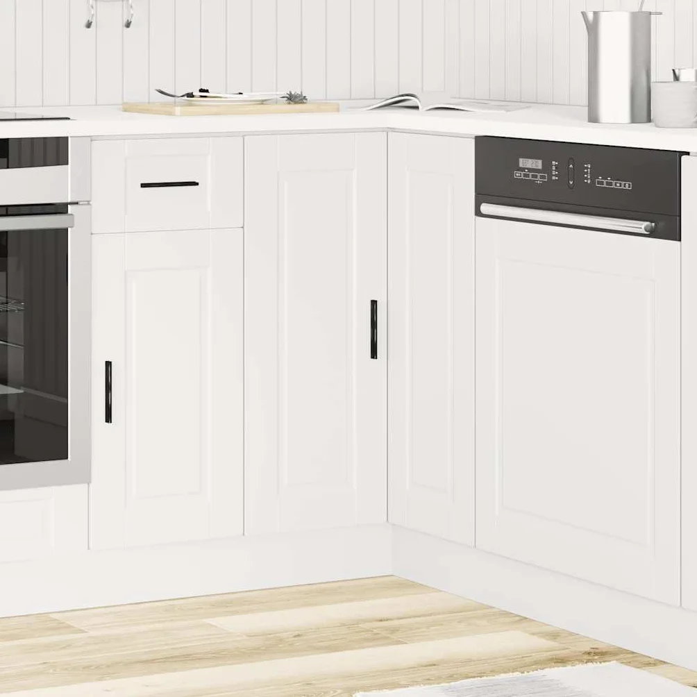 IKAYAA Mueble Esquinero Cocina, Armario de Esquina, Mueble Bajo de Cocina sin encimera 75.5 x 75.5 x 81.5 cm Blanco