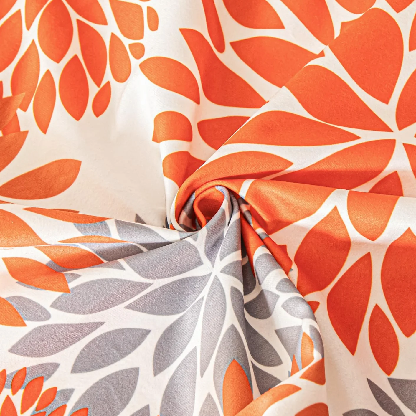Funda Cojines de Terciopelo 45x45 Gris Naranja Flores de Dalia para Sofa Sala de Estar