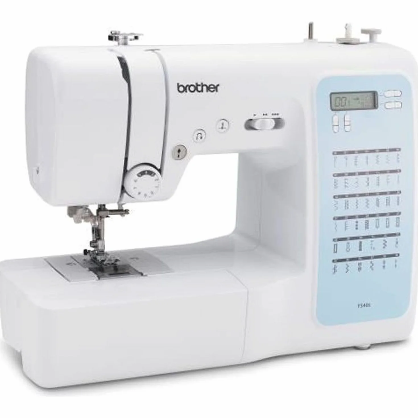 Mquina de coser electrnica BROTHER FS40s-40 puntadas-Sistema de enhebrado de agujas-Pantalla LCD-Teclas de seleccin-Brazo libre