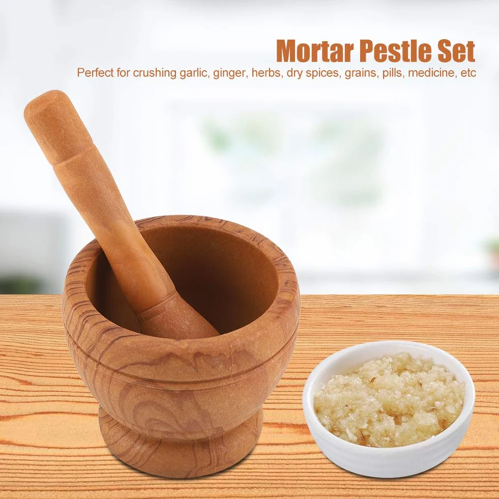 Juego de Mortero y Maja de Plástico, Triturador Manual de Especias y Hierbas, Cuenco para Moler Ajo, Herramienta de Cocina para el Hogar, 11x9cm (WPKD BLUEIYg8k520pbxn-01)
