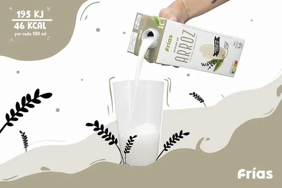 Frías Bebida Vegetal de Arroz Pack 6x1L Rica en Calcio y Vitamina D Sin Gluten Sin Lactosa Sin Azúcares Añadidos