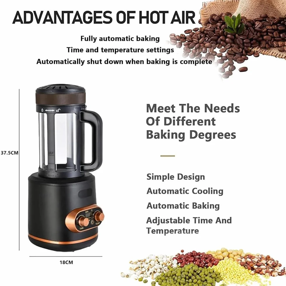 Tostador de café eléctrico 2400 W 300 g pantalla digital temporizador temperatura ajustable