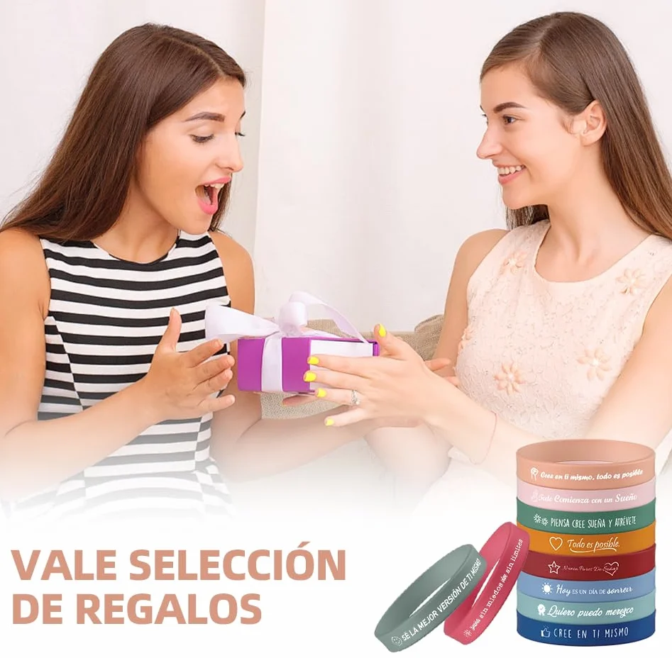 Pulseras motivacionales inspiradoras con frases de silicona, regalos motivacionales para adolescentes, estudiantes, colegas