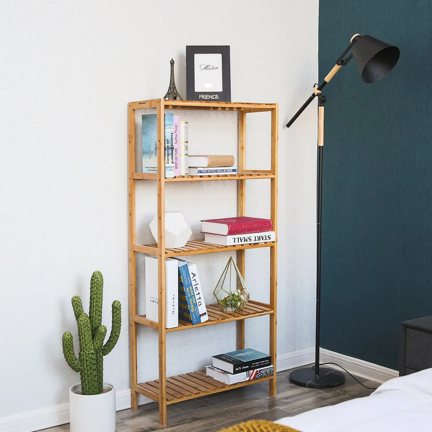 SONGMICS Estantería de bambú 130 x 60 x 26 cm BCB35Y Organizador para baño